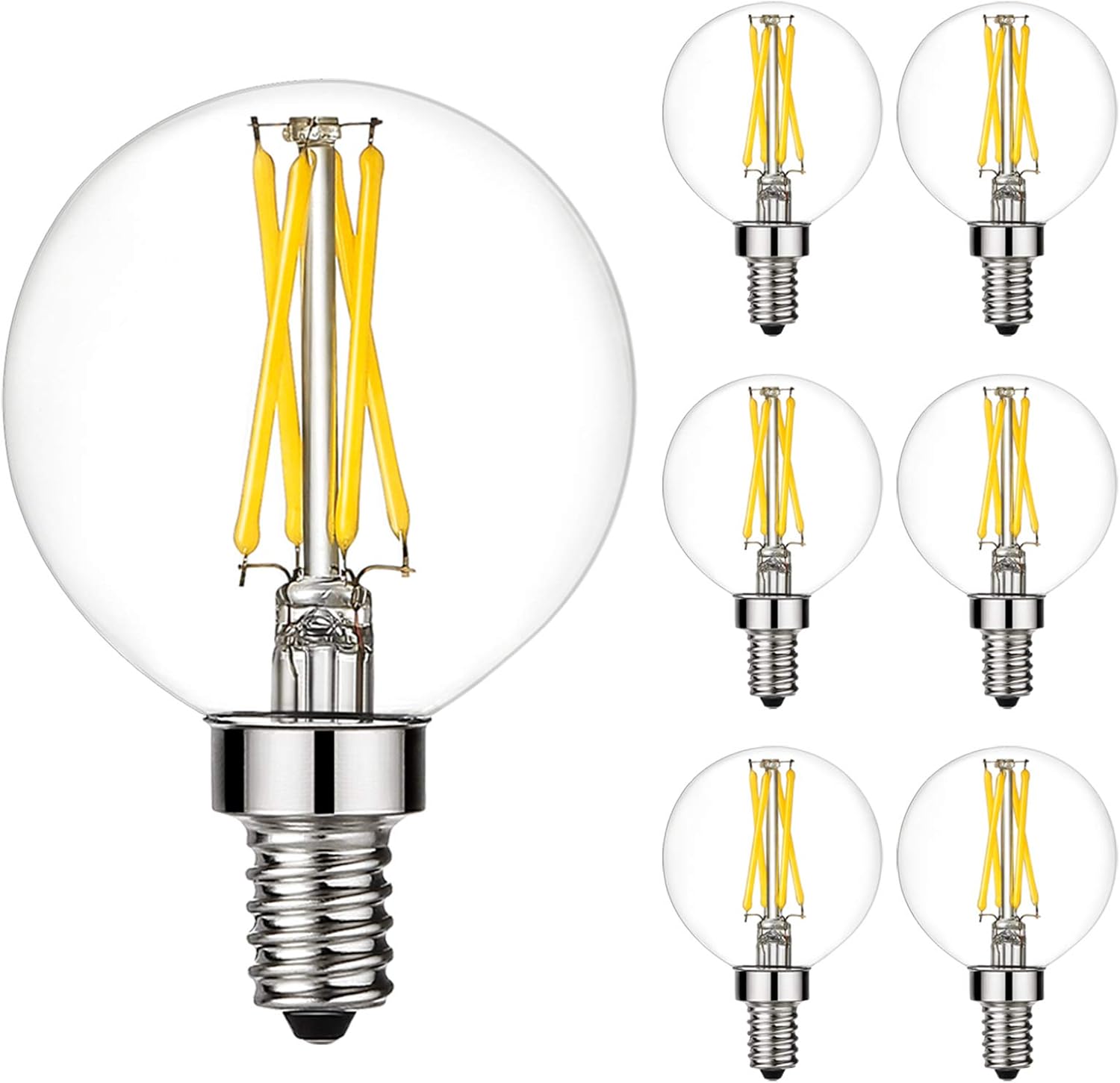 Litehistory e12 led bulb dimmable g16.5 Light Bulb 4W Equal 40 Watt 400lm AC120V e12 Candelabra Bulb 40 Watt for Chandeliers,Ceiling Fan,Vanity Warm White 2700K Globe candelabra Light Bulb 6Pack
