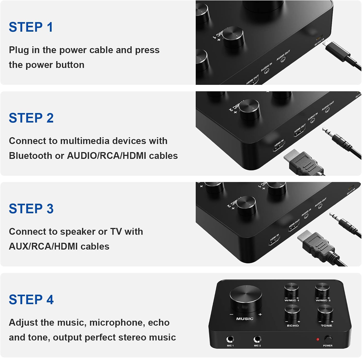 Rybozen Wireless Microphone Karaoke Mixer System, Dual Handheld Wireless Microphone for Karaoke, Smart TV, PC, Speaker, Amplifier, Church