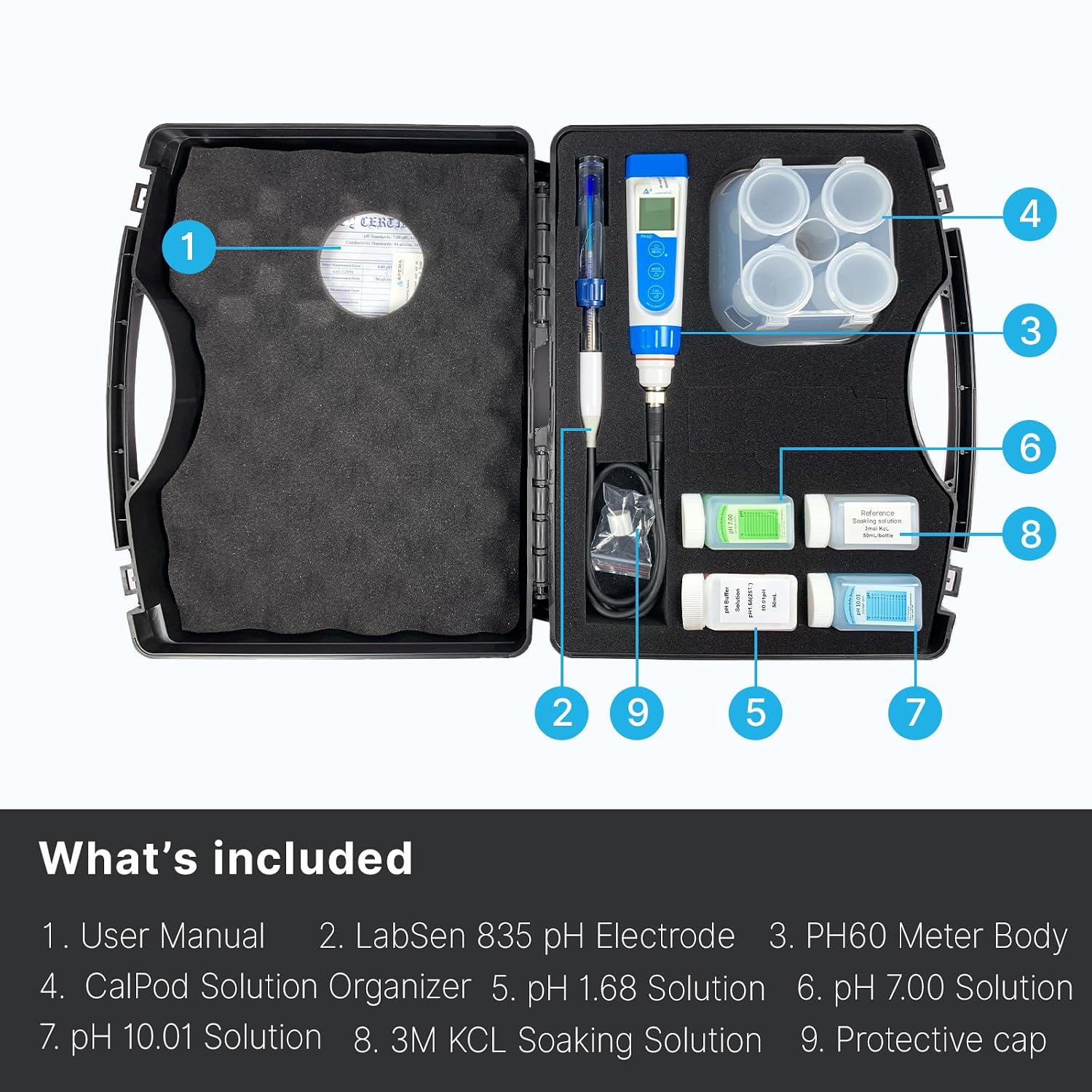 Apera Instruments AI311 Premium Series PH60 Waterproof pH Pocket Tester Kit, Replaceable Probe, ±0.01 pH Accuracy, Lcd display