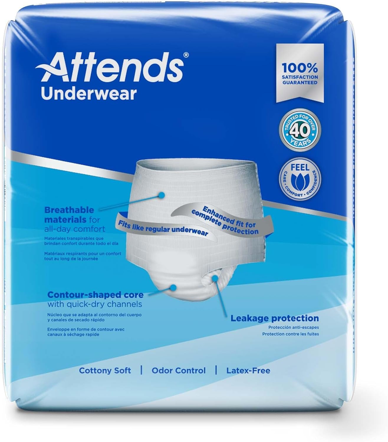 Attends Adult Absorbent Underwear, Medium, AP0720, Maximum, 80 ct | Disposable Pull-On Diapers with Tear-Away Sides and Breathable Waistband