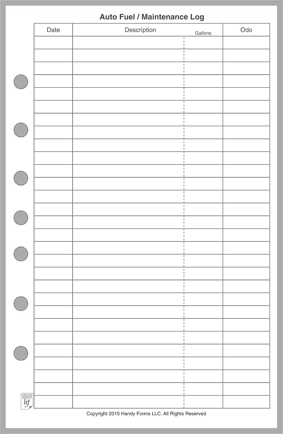 FC Classic Payment/Expense Record & Check Register, 50 Sheets, 5.5" x 8.5" | For 7-Ring FC Notebooks. Record payments, expenses, account balance. Ink-friendly heavyweight paper.