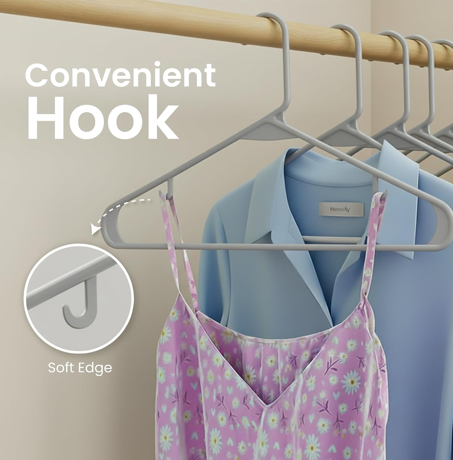 Utopia Home Plastic Hangers 50 Pack – Built-in Strap Hooks Black