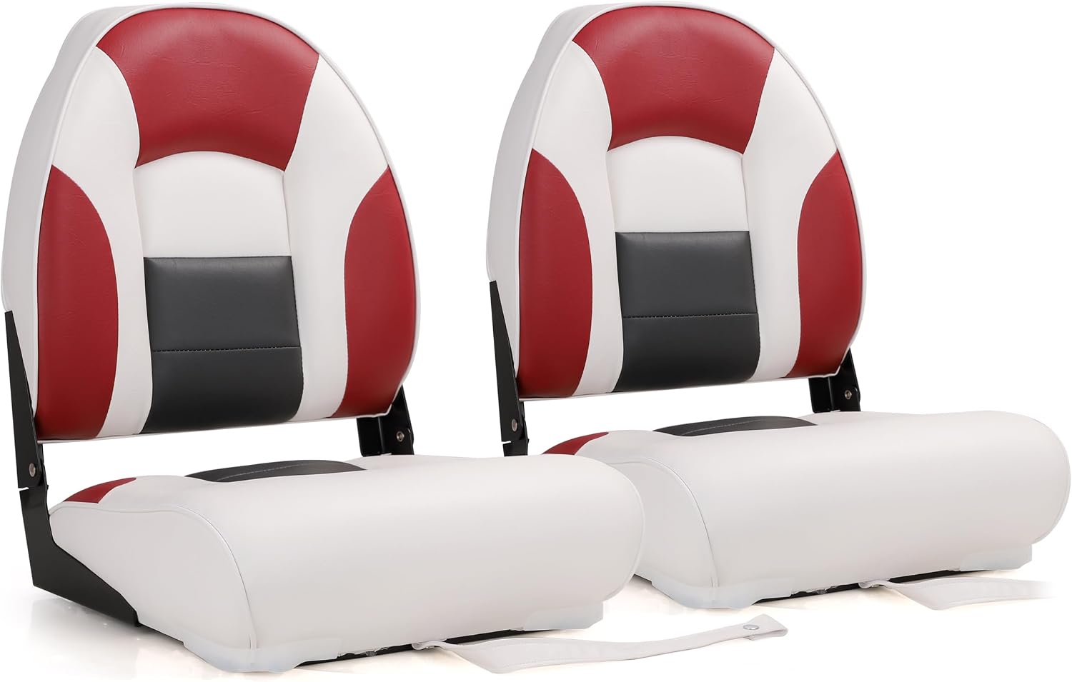 NORTHCAPTAIN Deluxe A Pair of Marine High Back Folding Boat Chair Fishing Boat Seat, for Fishing, Bass/Jon/Pontoon Boat Chairs