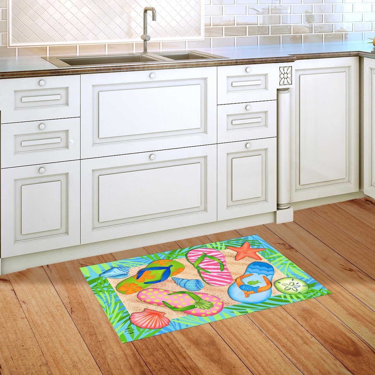 Briarwood Lane Doormat 30x18 Indoor Outdoor Tropical Flip Flops Summer for Summer Doormat