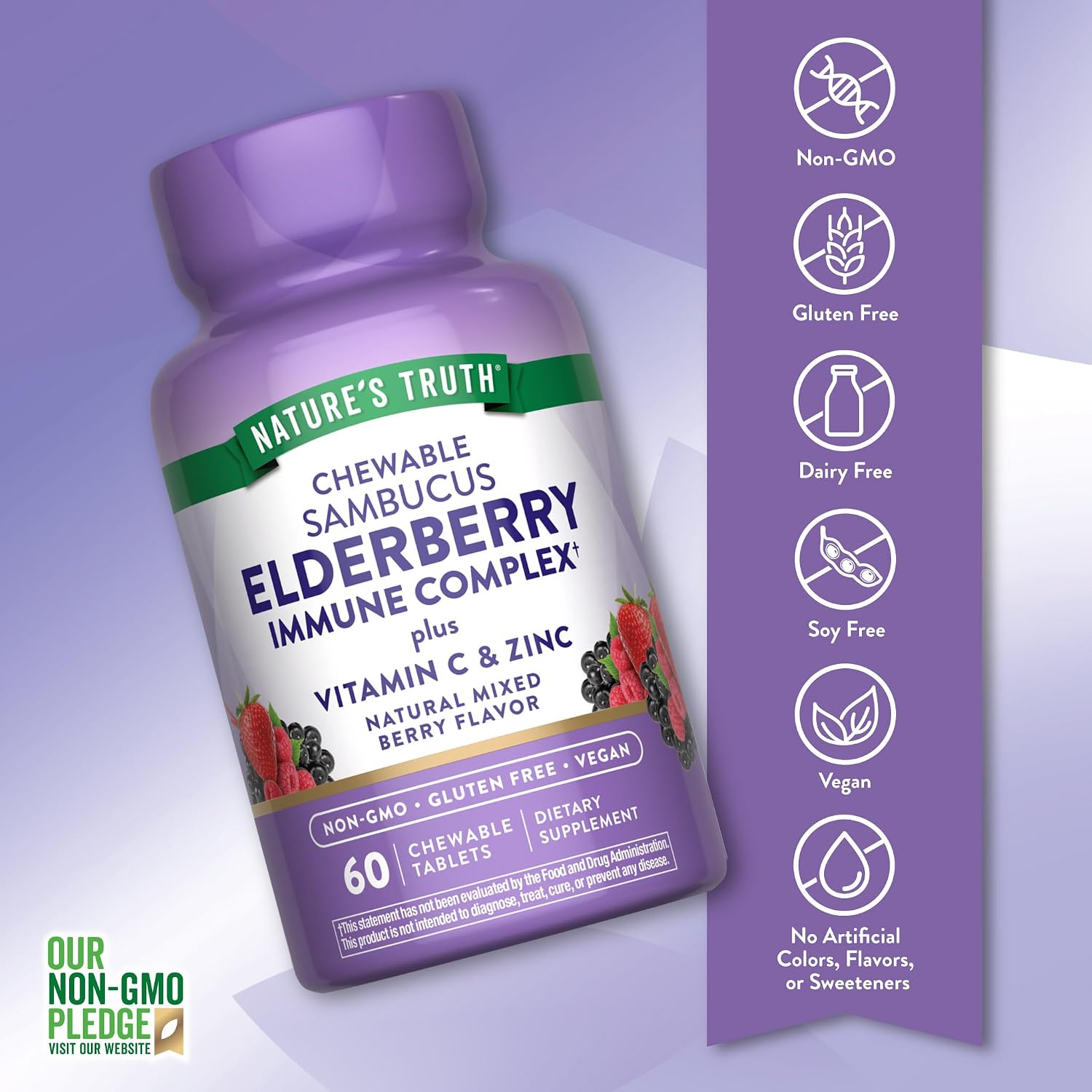 Nature's Truth Elderberry Immune Complex | 60 Chewable Tablets