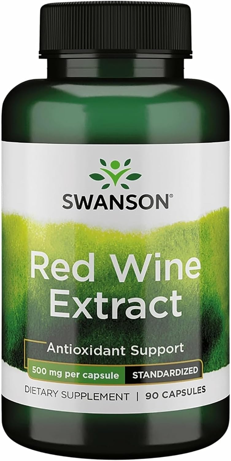 Swanson Red Wine Extract Antioxidant Support 500 mg, 90 Capsules | Delivers the Health Benefits of Red Wine Alcohol Free