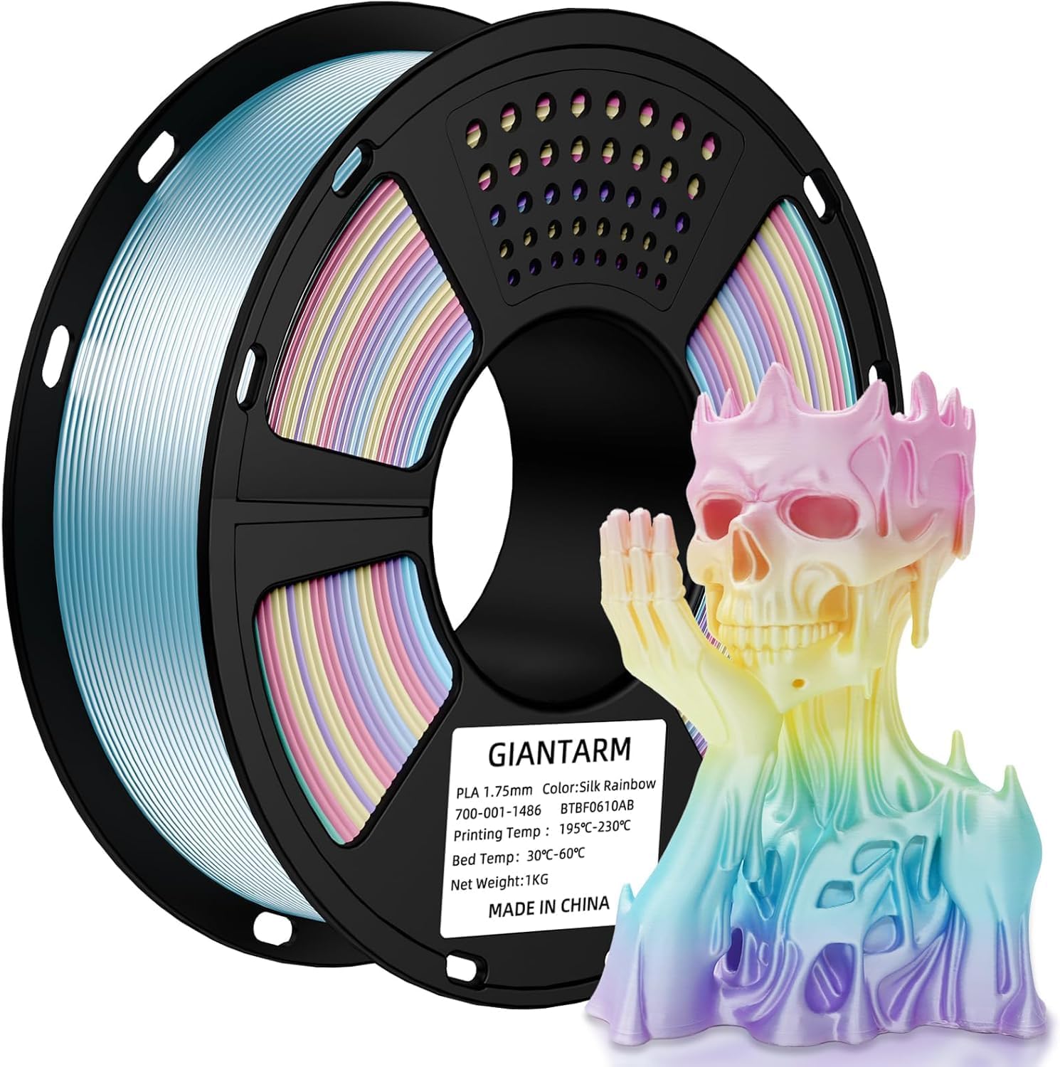 GIANTARM 3D Printer Filament, Silk Gold Pla Filament, 1Kg(2.2lbs) Spool, 1.75mm Dimension Accuracy +/- 0.03mm, 3D Printing Filament
