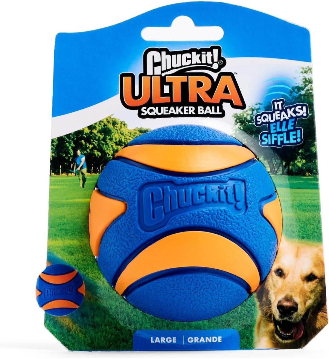 Chuckit! Ultra Ball Dog Toy - Size Large - For Dogs 60-100 lbs - Made from Durable Rubber - Super Bouncy - Floats in Water - 3-inch Diameter - Pack of 1