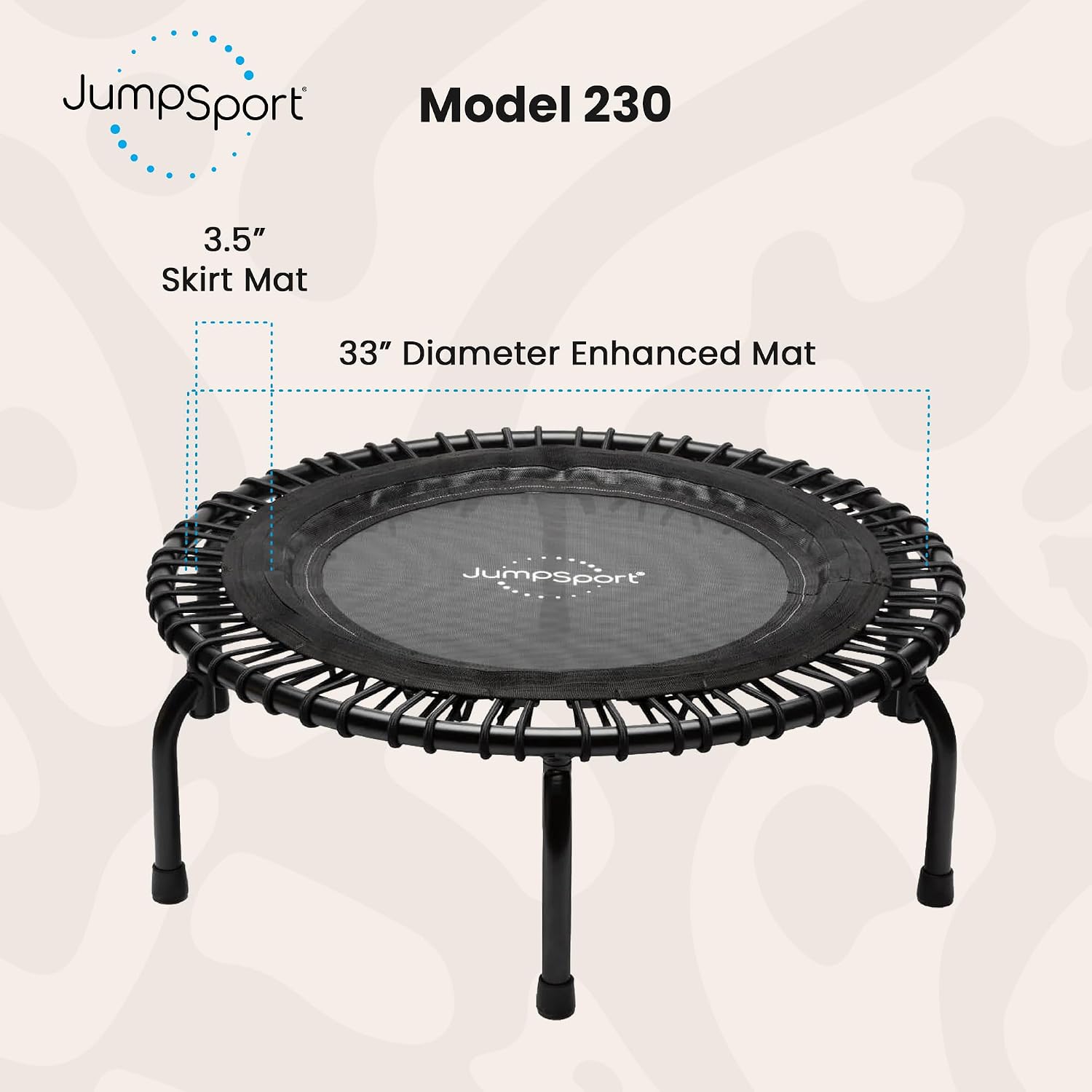 JumpSport Workout Rebounder for Adults, Mini Fitness Trampoline