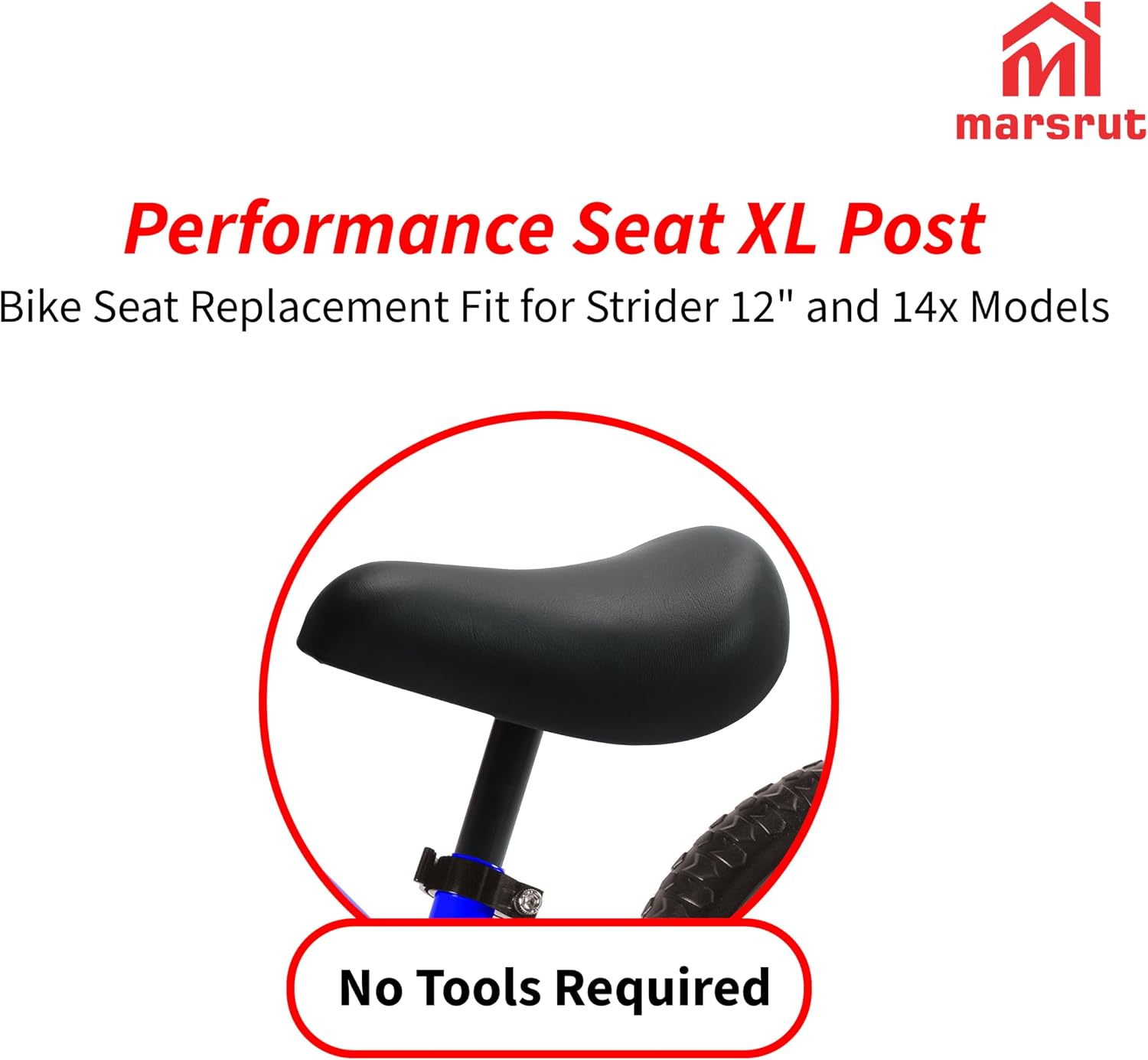 Bike Seat Replacement Fit for Strider 12" and 14x Models, Kids Toddler Saddle with Post Pole 22mm/0.87"