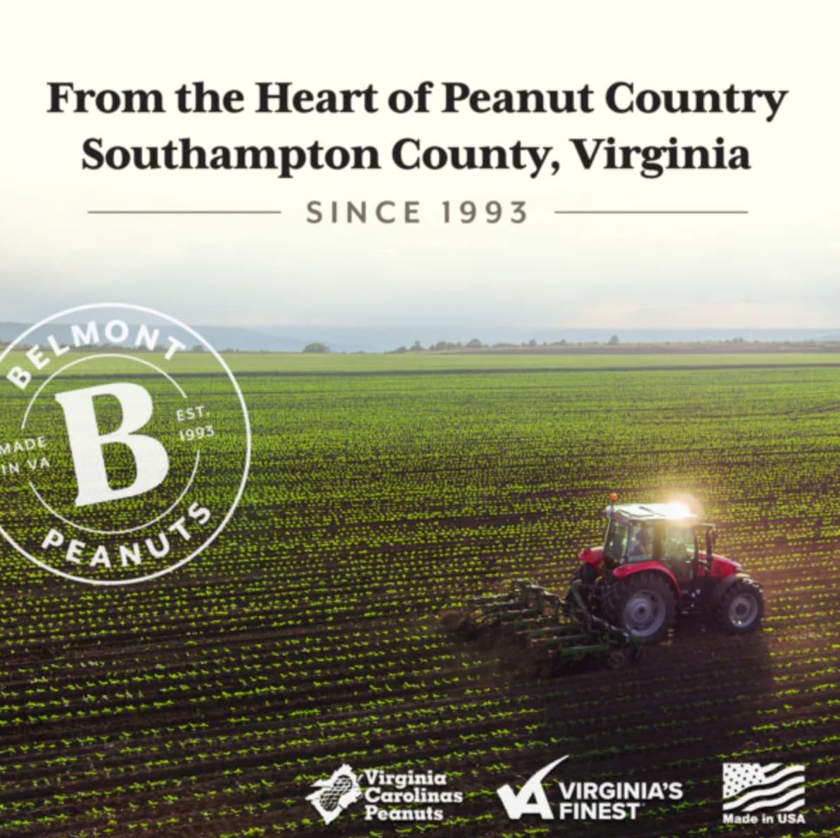 Belmont Peanuts Gourmet Sea-Salted Virginia Peanuts, 20 oz (1 Pack) – Only 3 Simple Ingredients, No Preservatives, 7g Protein – A Premium, Salty, Crunchy, Hand Seasoned Snack