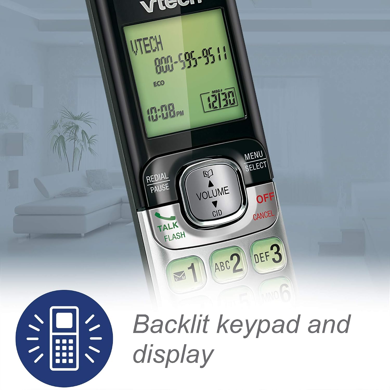 VTech CS6719-2 2-Handset Cordless Phone with Caller ID/Call Waiting, Handset Intercom & Backlit Display/Keypad, Silver
