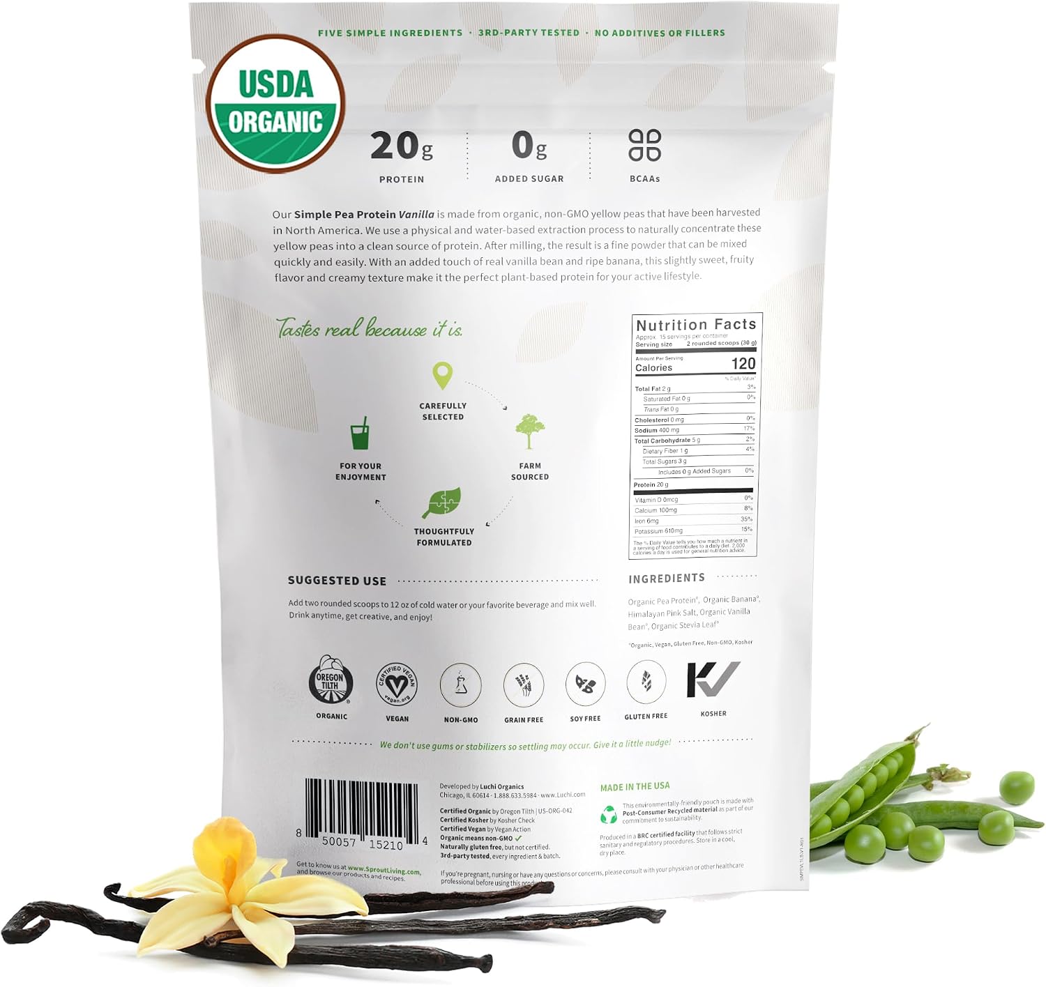 Sprout Living Organic Pumpkin Seed Protein Powder, Unflavored, 20 Grams of Plant Based Protein Powder Without Artificial Sweeteners, Non Dairy, Non-GMO, Vegan, Gluten Free (1 Pound, 14 Servings)