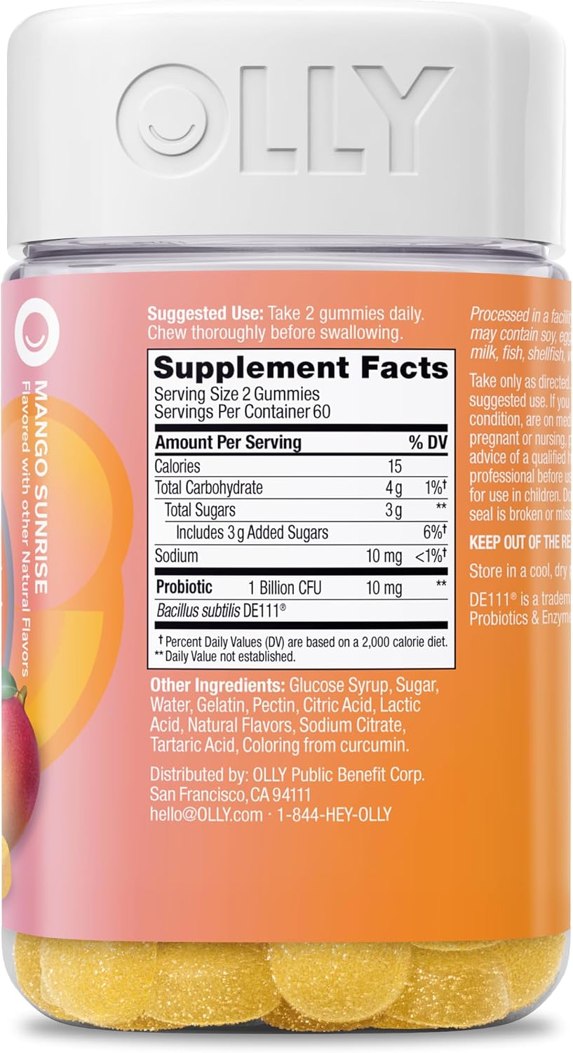 OLLY Probiotic Gummy, Immune System & Digestive Support*, Mango - 50 Count