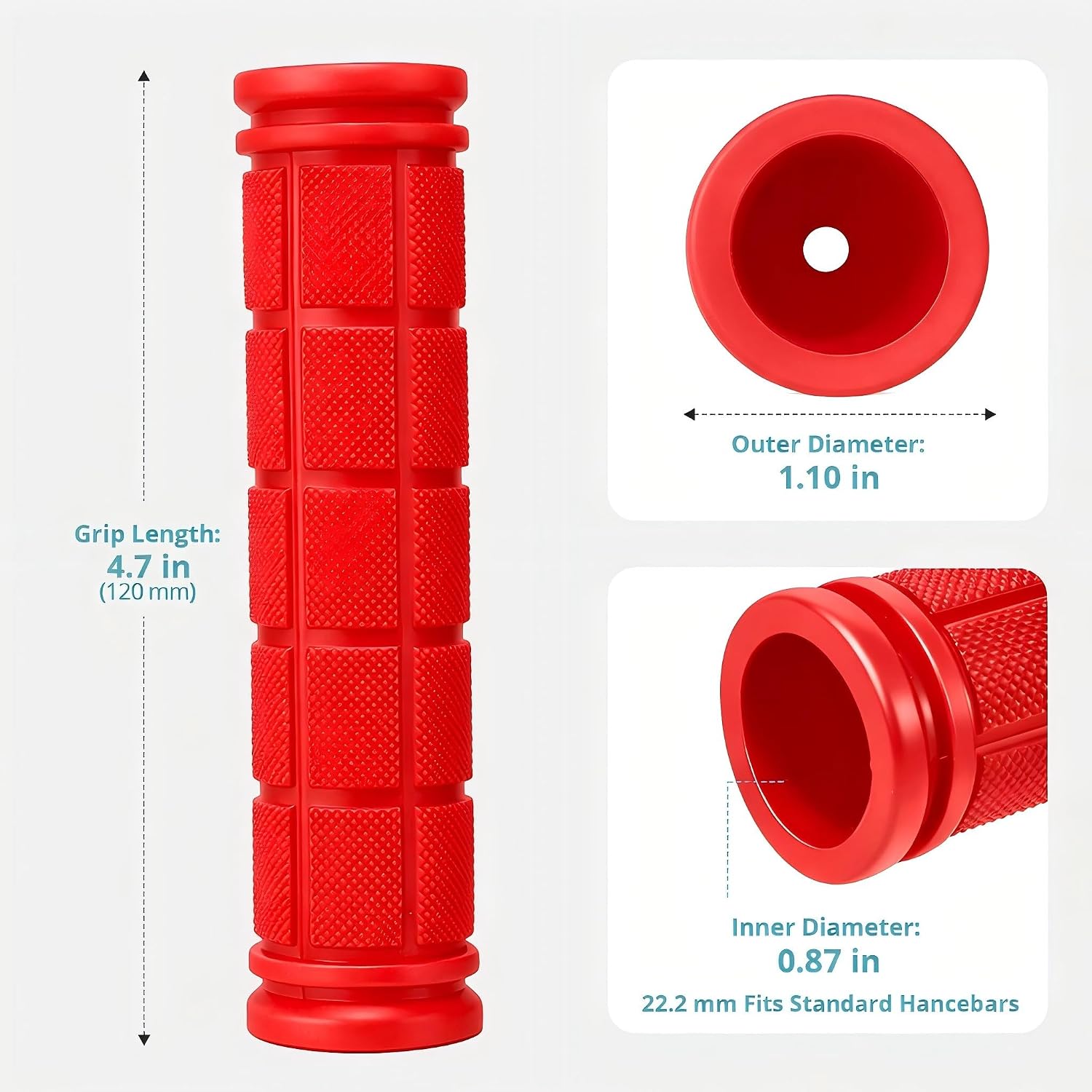 CHUNZEXI 4 PCS Bike Handlebar Grips, Rubber Bicycle Bar Grips Replacement, Non-Slip Handle Grips for Kids Bikes, Scooters, BMX
