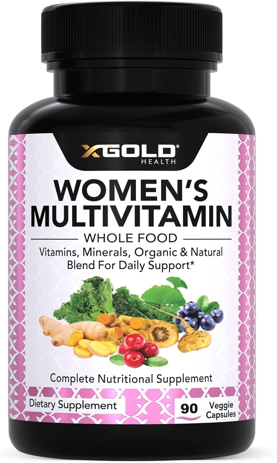 Vegan Women's Daily Multivitamin 50 Plus with Organic WholeFood Based Natural Ingredients, Ginger, Maca