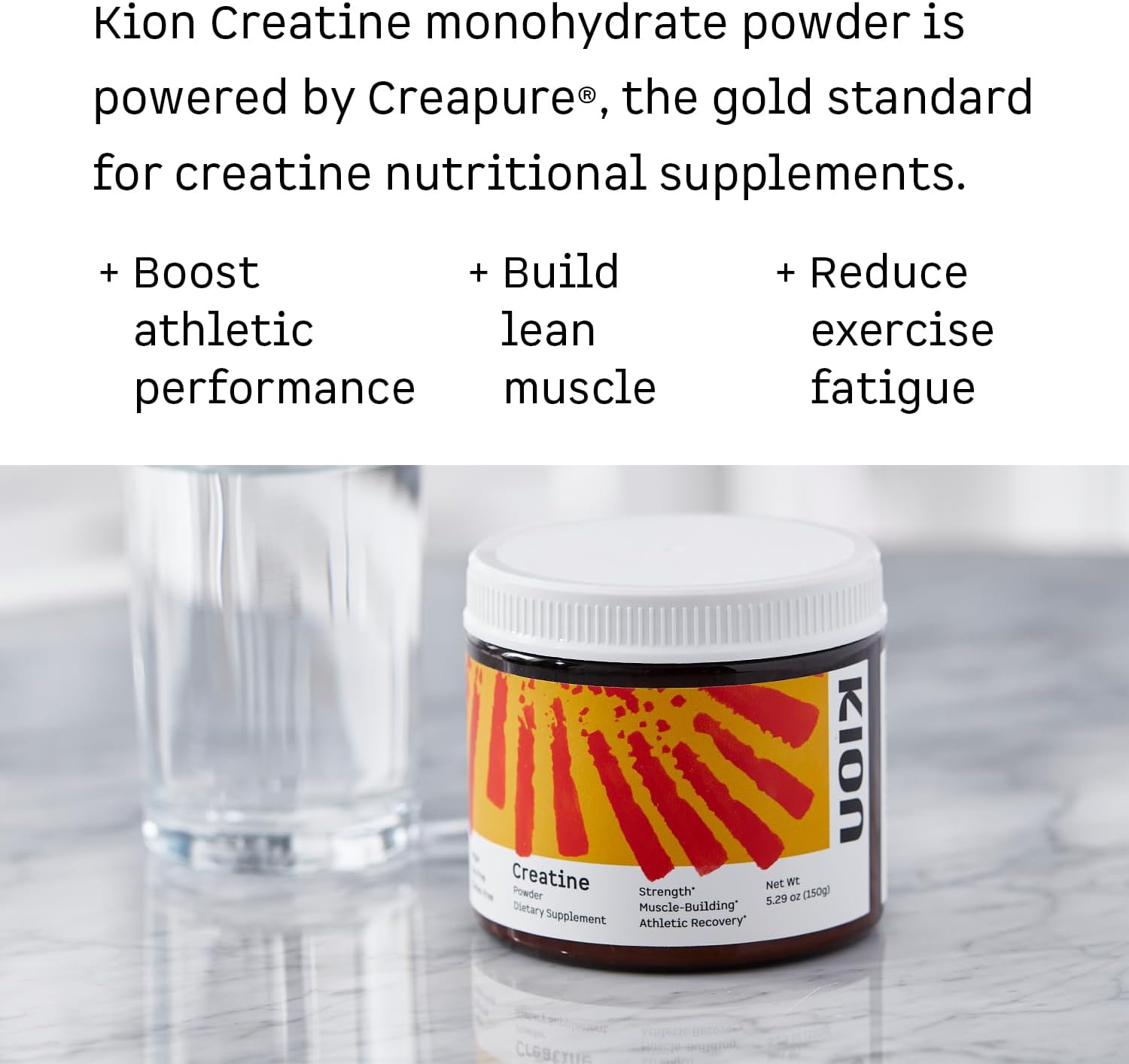 Kion Creatine Monohydrate Powder, Creapure, Unflavored, Strength & Muscle