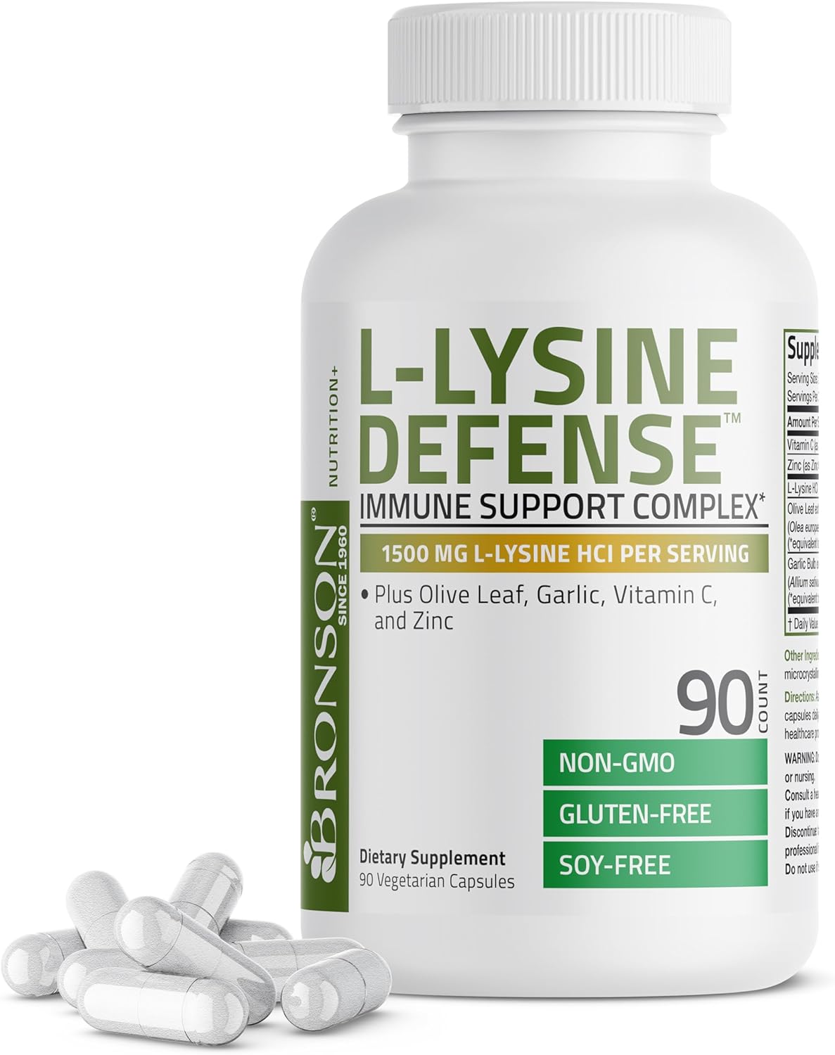 Bronson L-Lysine Defense Immune Support Complex, 1500 mg, 90 Capsules