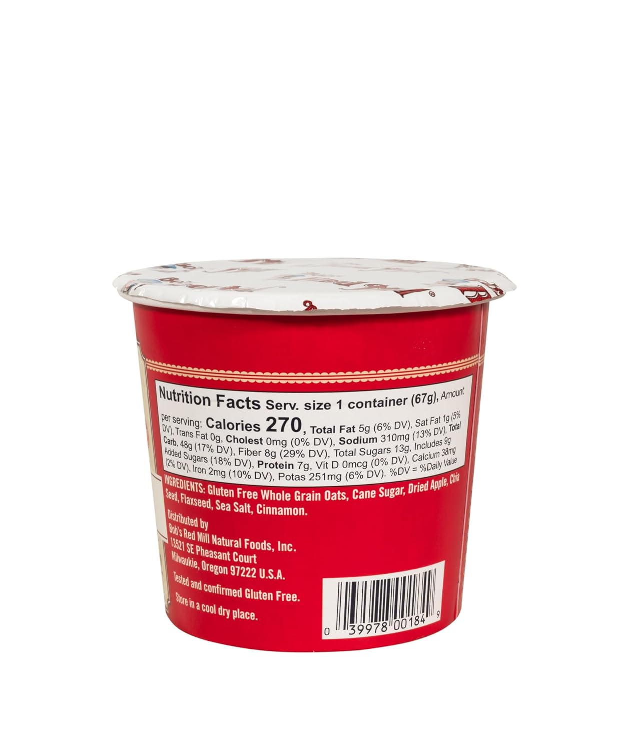 Bob's Red Mill GF Oatmeal Cup, Maple & Brown Sugar, 2.15 Ounce Cup (Pack of 12) - Non GMO, Whole Grain, Kosher