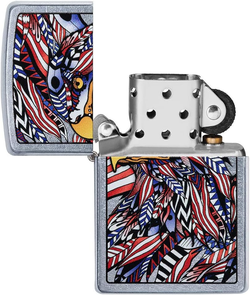 Zippo Eagles Dare Pocket Lighter - Refillable Flip-Top Windproof Lighters - Fierce Soaring Eagle Patriotic Design Pocket Lighters - Luxury Metal Lighter Made in USA