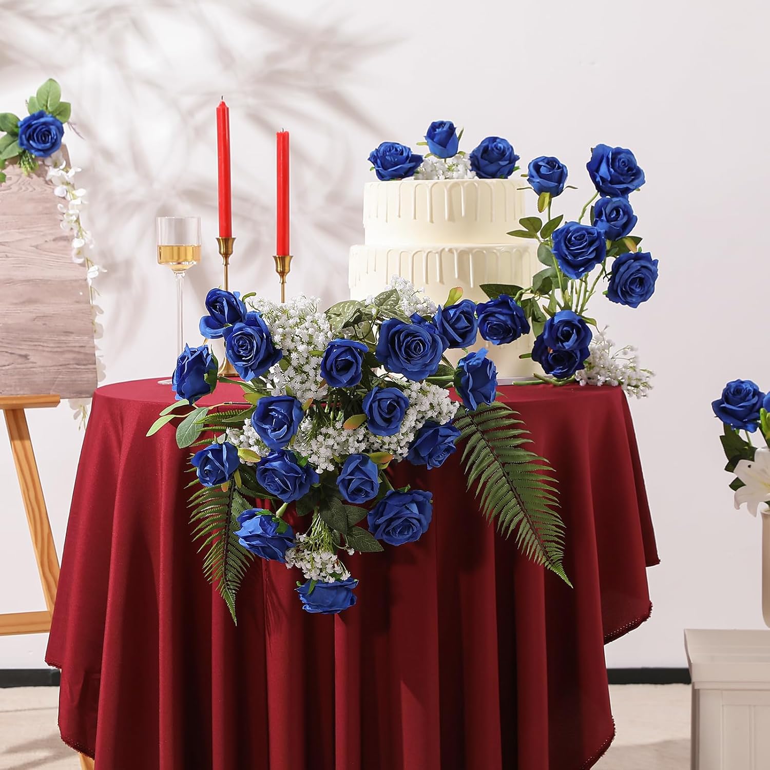 Hawesome 12PCS Artificial Silk Flowers Realistic Roses Bouquet Long Stem for Home Wedding Decoration Party (Yellow, 6 Flowers 6 Buds)