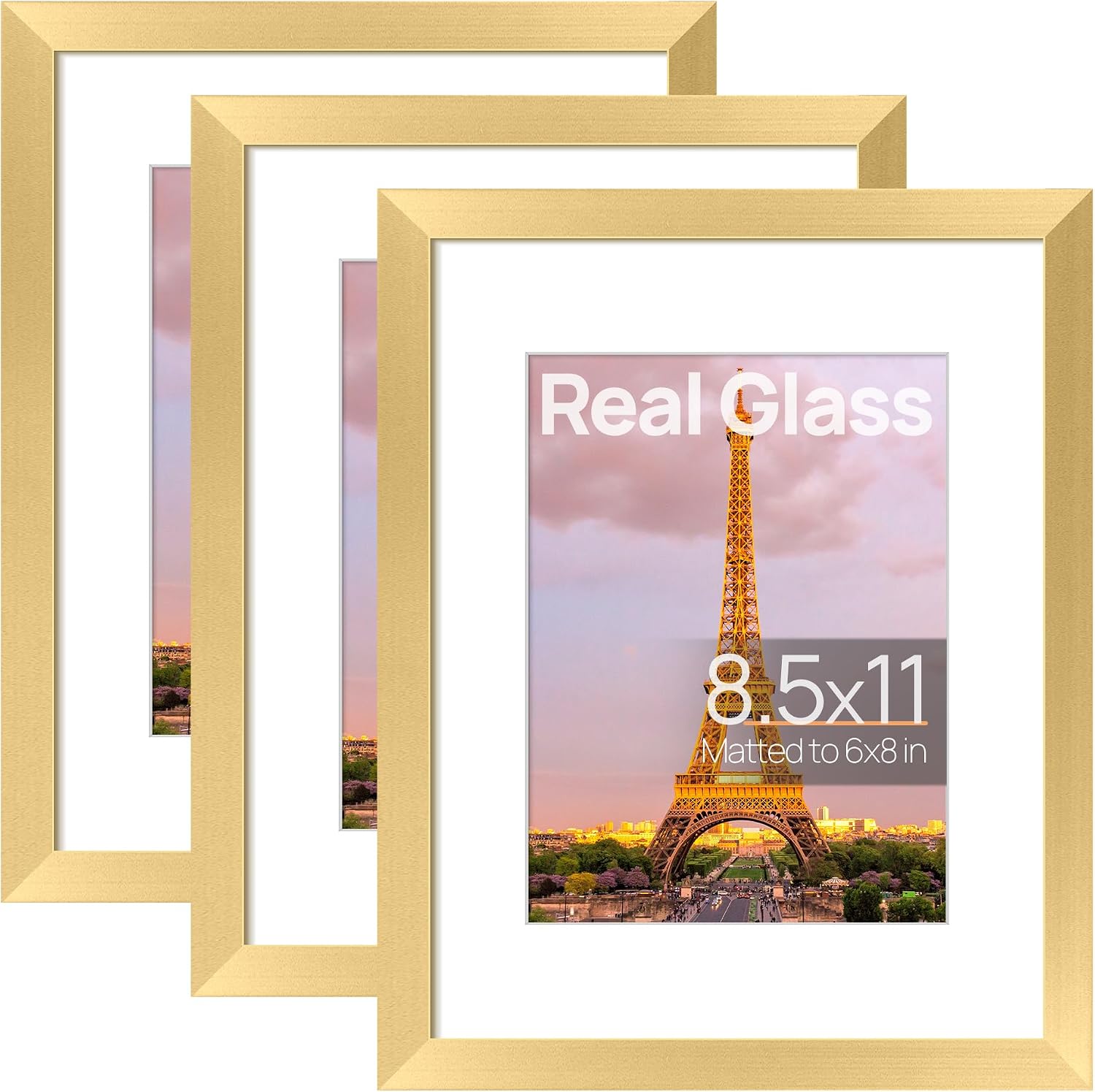 upsimples 12x12 Picture Frame, Gallery Glass Poster Frames Set of 3, Black