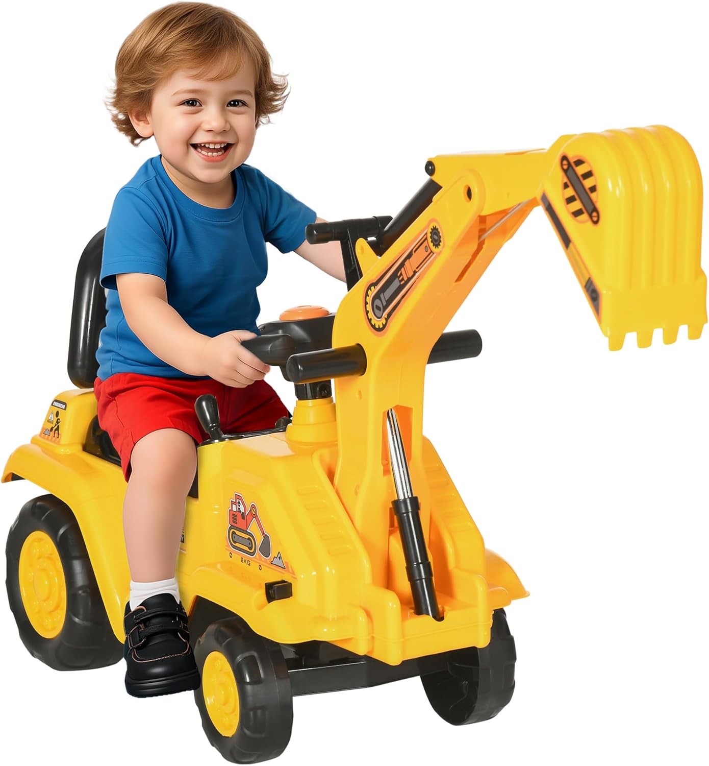 HOMCOM Ride On Excavator Ride On Bulldozer with Horn, Under Seat Storage