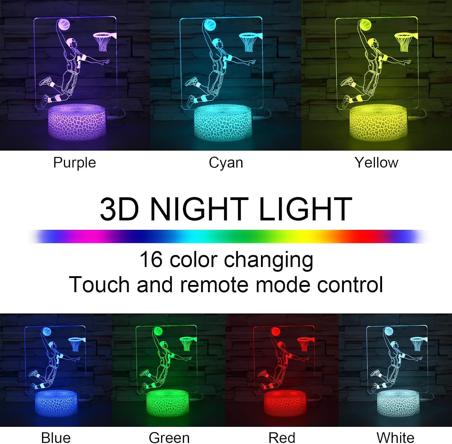 i-CHONY Dinosaur Toy T-Rex 3D Night Light for Kids, 16 Colors Dimmable Dinosaur Led Light with Remote & Smart Touch