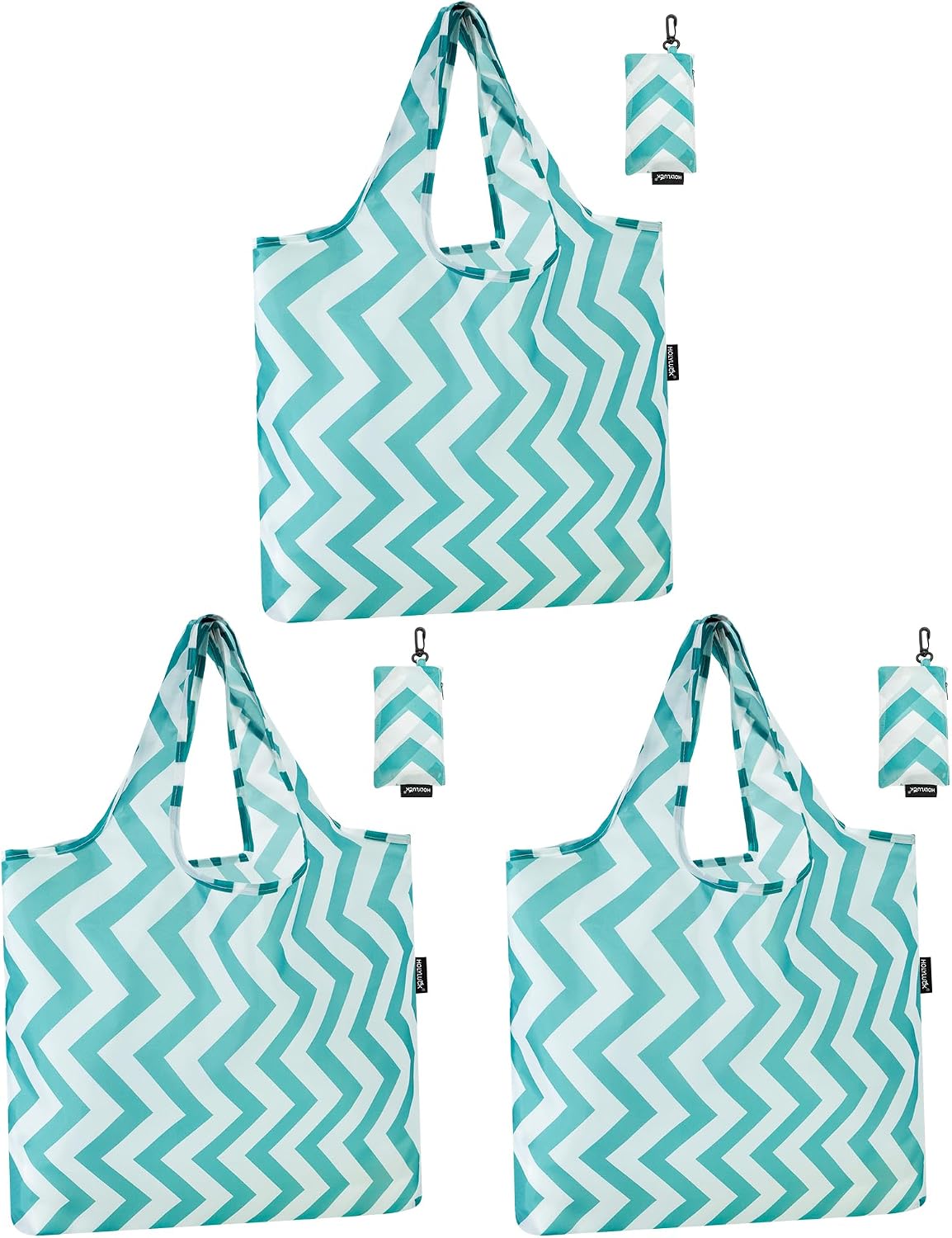 HOLYLUCK Reusable Grocery Bags,Heavy Duty Foldable Shopping Tote Bag (Standard, 3 Blue Geometric Flowers)
