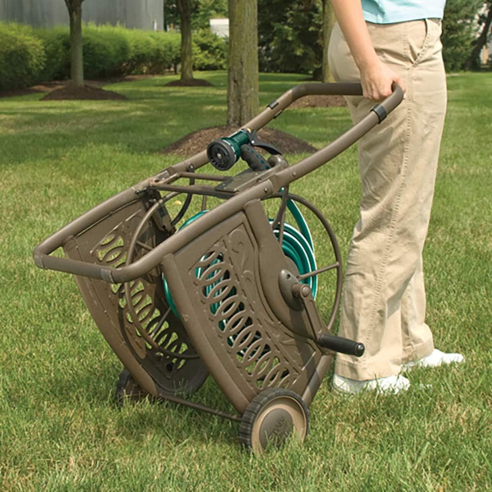 AMES 2517000 NeverLeak Decorative Metal Cart 150-Foot Hose Capacity