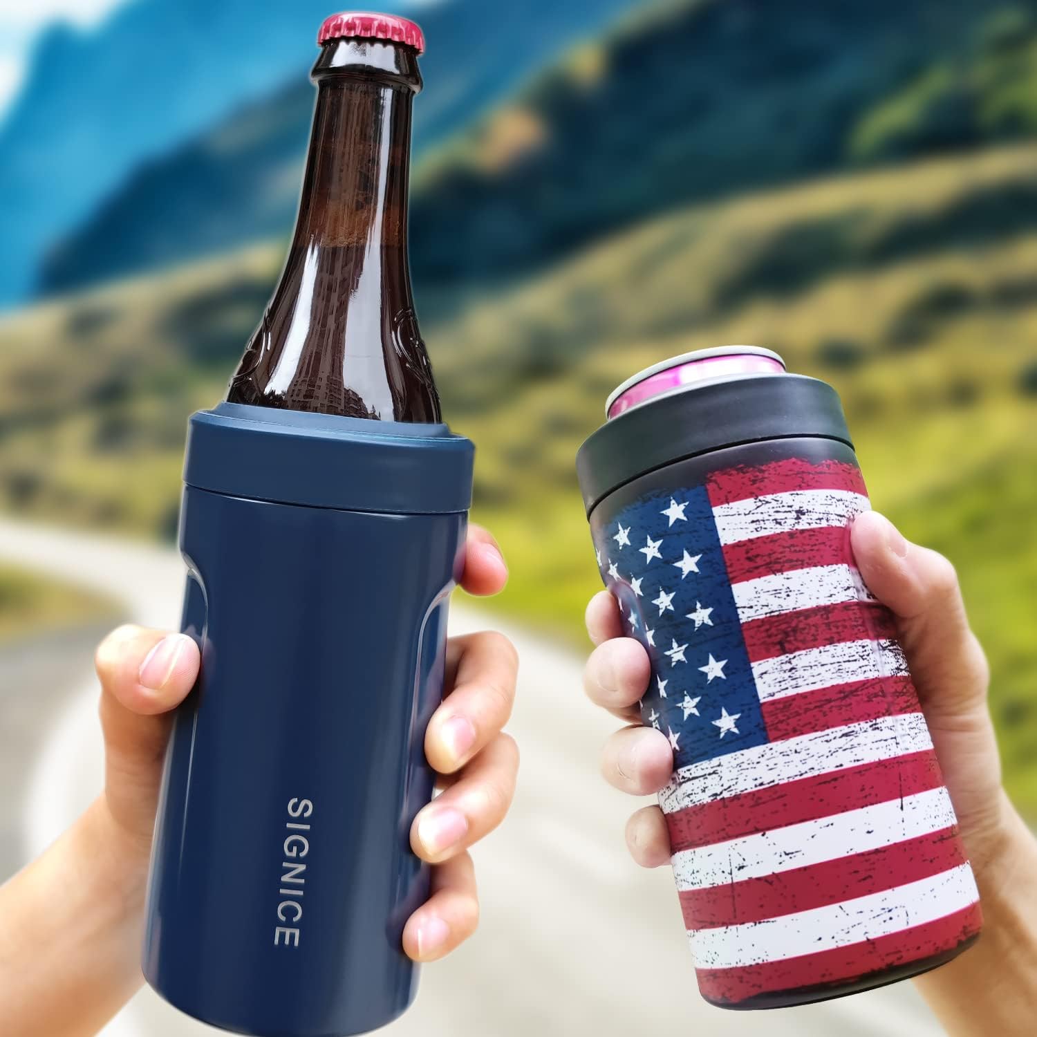 3 In 1 Insulated Universal Can Cooler - Signice Double Walled Vacuum Insulator Stainless Steel Slim Can Cooler for 12 Oz Skinny Tall Standard