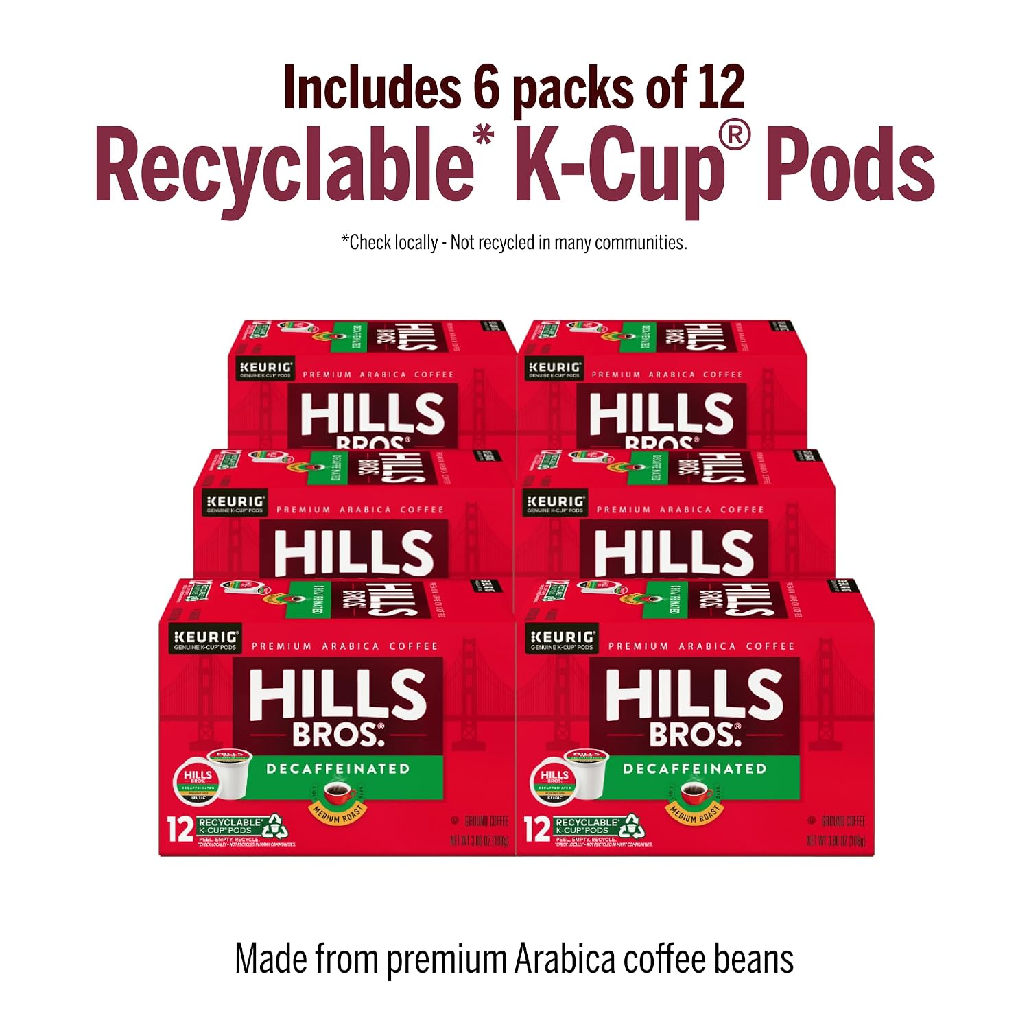Hills Bros Single Serve Coffee Pods, 100% Colombian Ground Coffee, Medium Roast, 12 Count – Keurig Compatible, Roasted 100% Arabica Beans, Smooth Balanced Flavor
