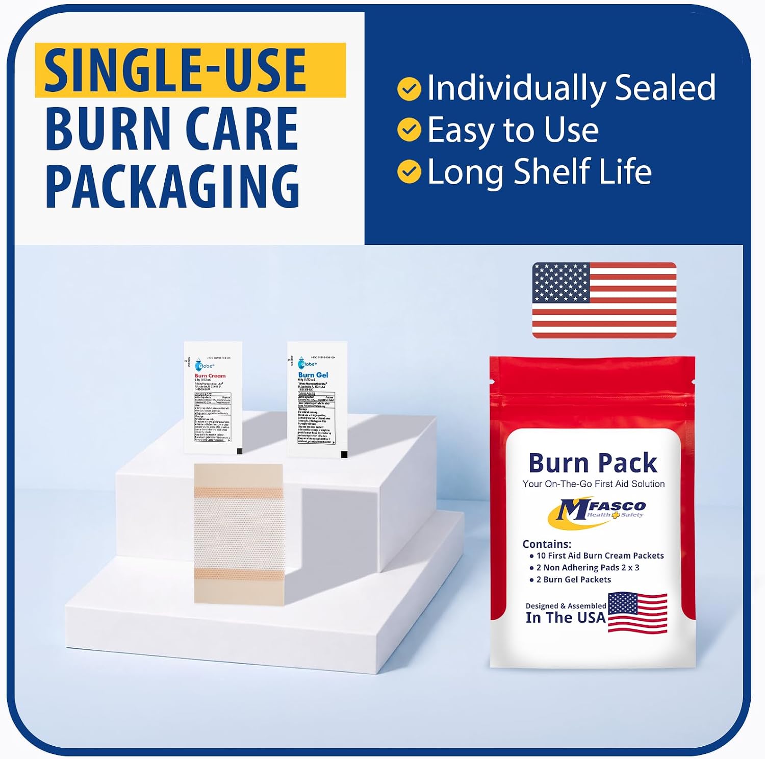 MFASCO Antiseptic Wound Care Travel Pack | 39 Piece First Aid Kit Refill | BZK, Antiseptic Wipes, Sting Relief, Wound Ointment | Essential First Aid Supplies | Refill Personal First Aid Kits