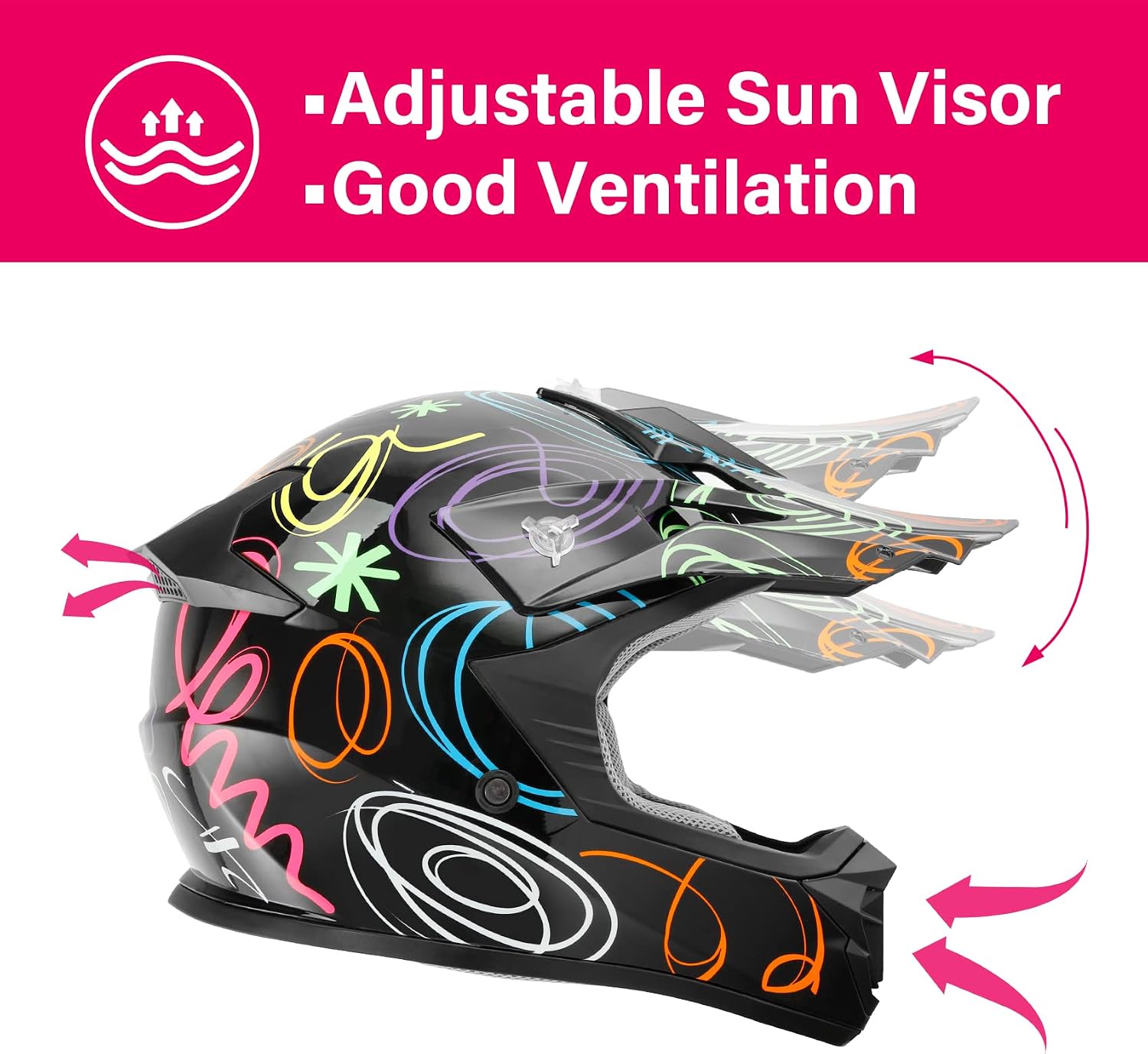 Kids Dirt Bike Helmet Youth Motorcycle Helmet DOT-Certified Full Face Helmets for Motocross ATV Off-Road Street Bike with Goggles & Gloves, Blue Flame Medium | Motorcycle Riding Gear included Goggles & Gloves, Ultra-Lightweight, For ATV UTV Off-Road, Blu…