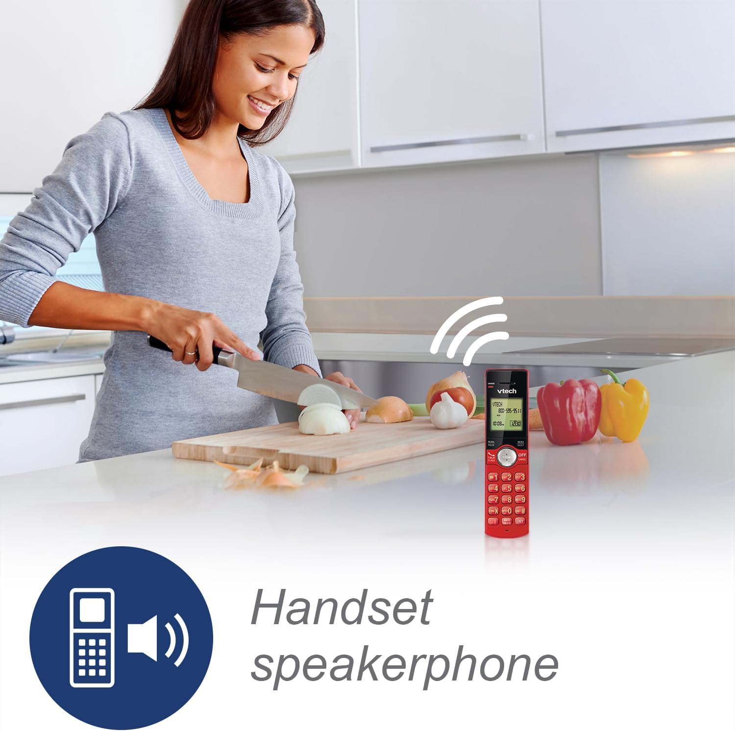 VTech CS6919-16 DECT 6.0 Cordless Phone, Red - Caller ID/Call Waiting (Stores 30 Calls), Backlit Keypad & Display, Full Duplex Handset Speakerphone, Wall Mountable