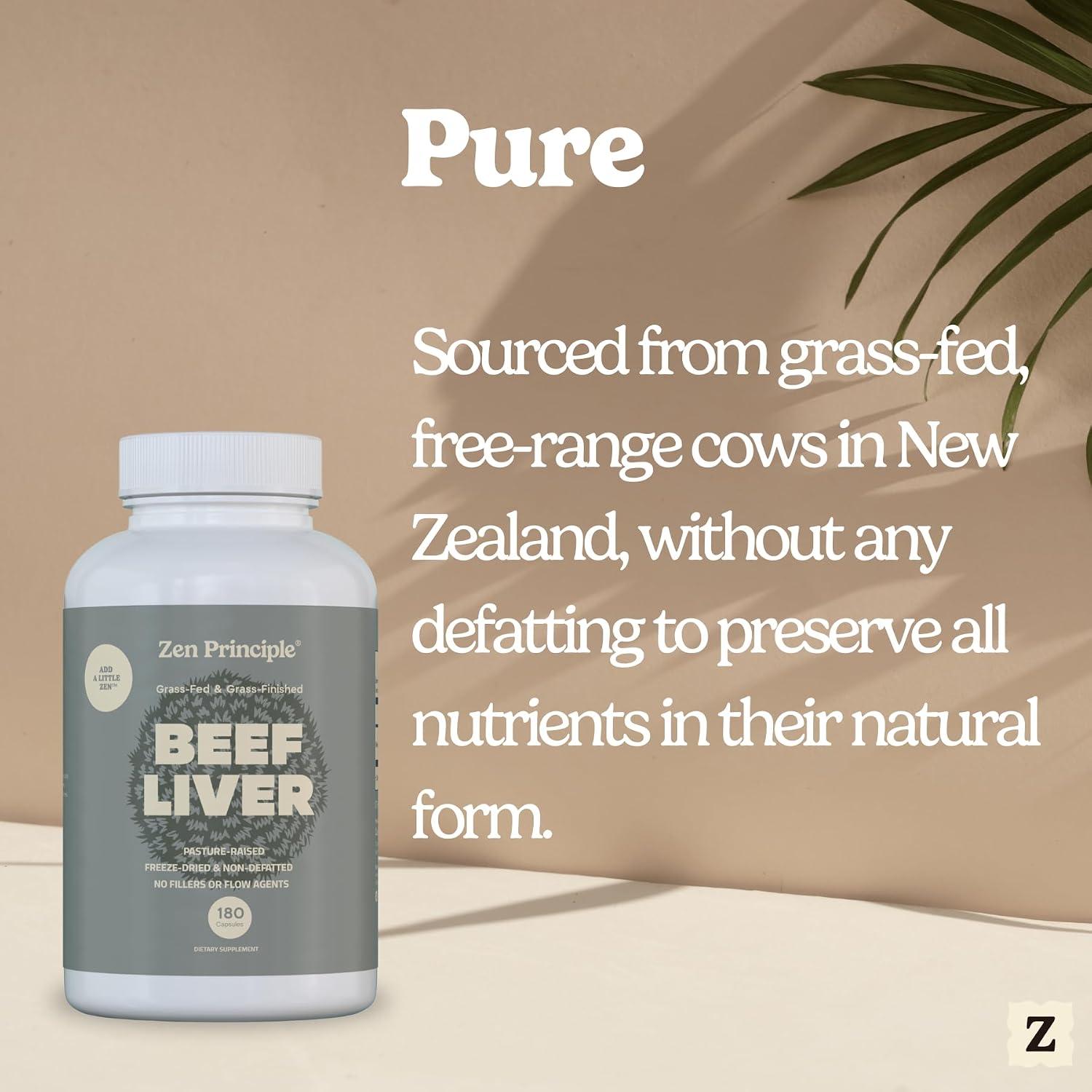 Zen Principle Ultra-Pure Desiccated Beef Liver, Grass-Fed & Finished New Zealand, No Hormones or GMOs, Natural Energy & Workout Support with Iron