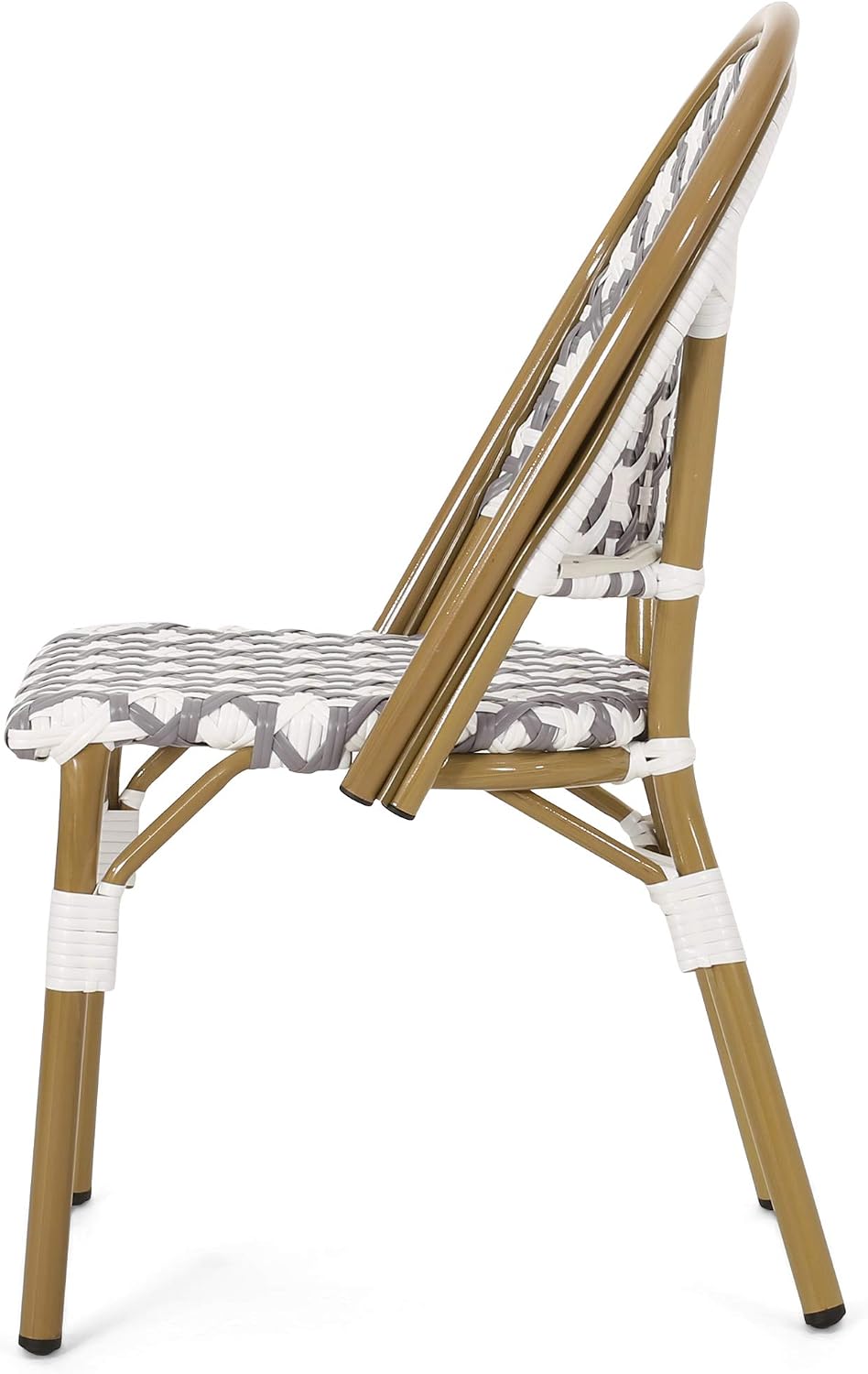 Christopher Knight Home Anastasia Outdoor French Bistro Chair (Set of 2), Black + White + Bamboo Print Finish
