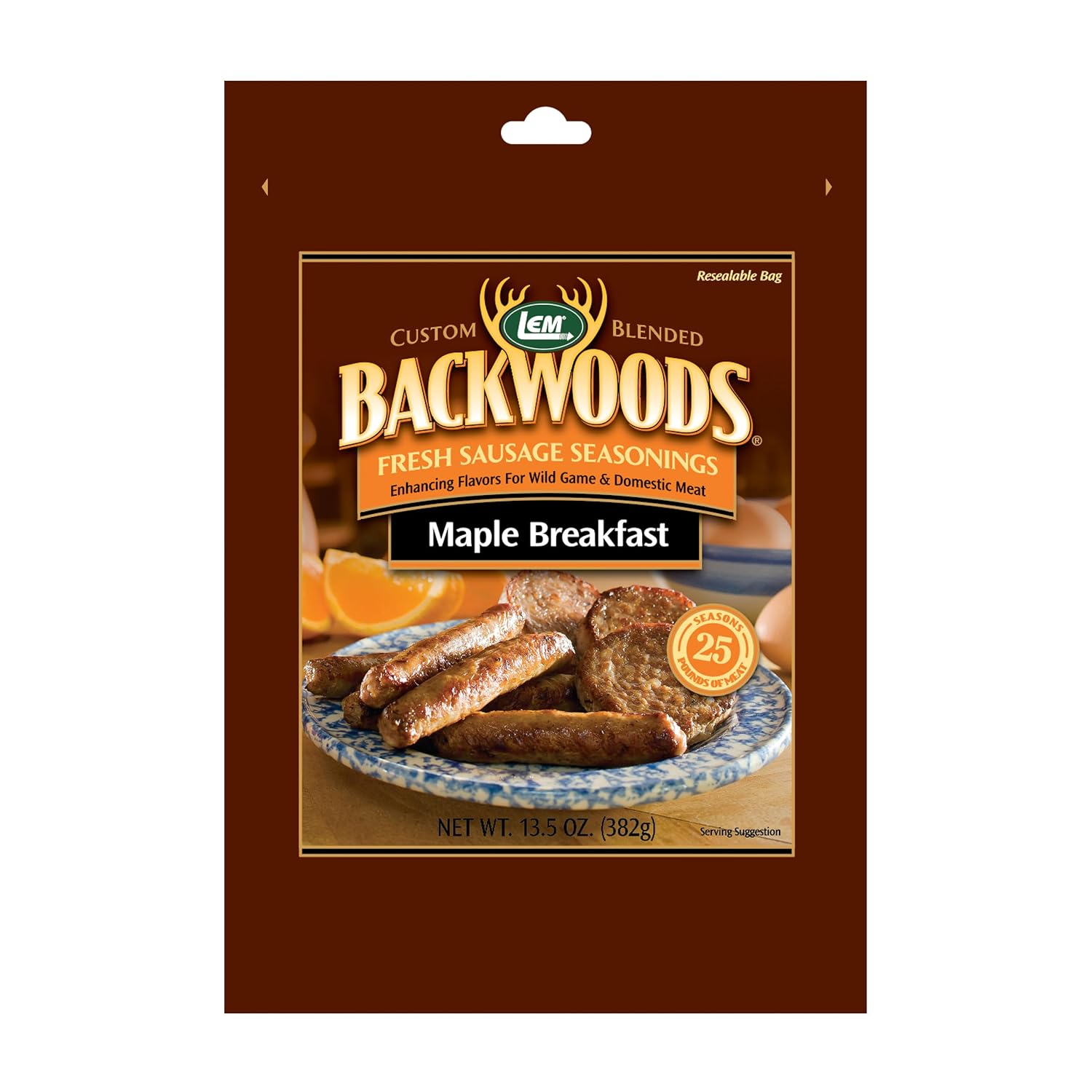 LEM Products Backwoods Breakfast Fresh Sausage Seasoning, 8.3 oz Packet | Pre-Measured Seasoning for Wild Game and Domestic Meat, Seasons Up to 25 Pounds of Meat for Homemade Patties and Sausages