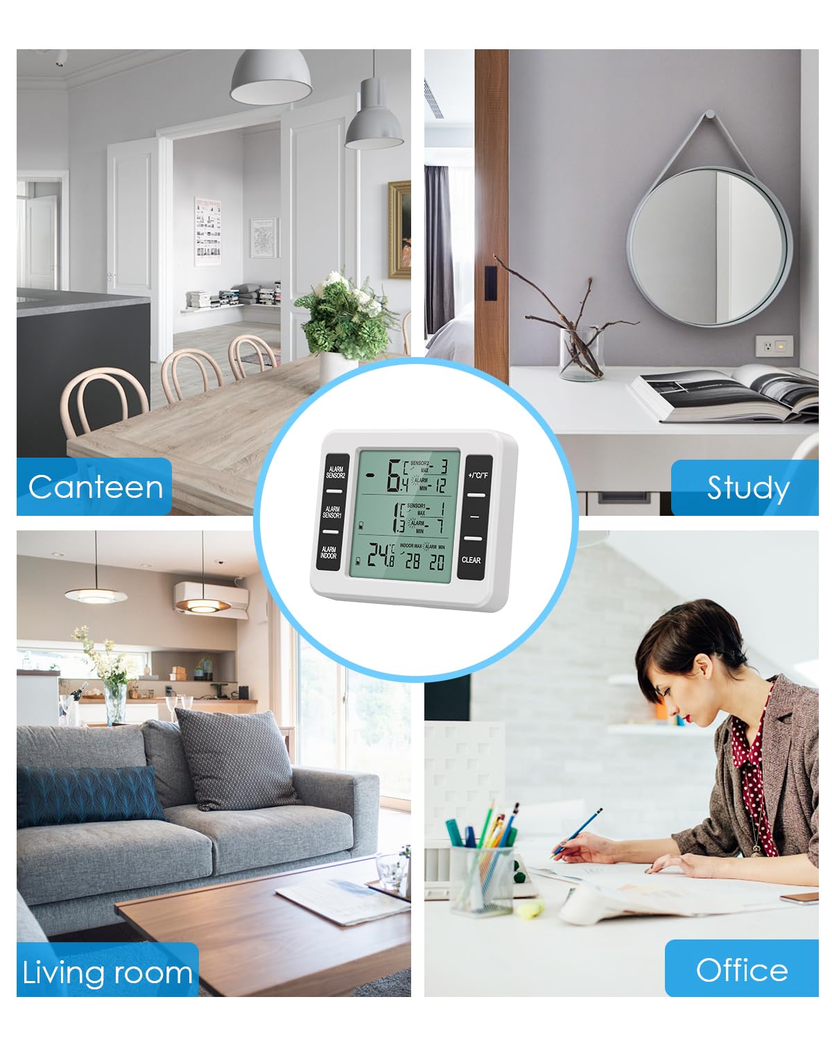 AMIR Refrigerator Thermometer, Wireless Indoor Outdoor Thermometer