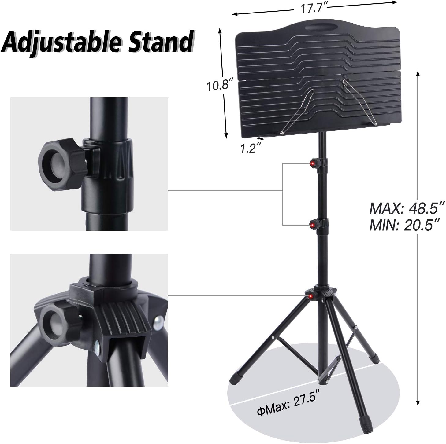 Klvied Portable Folding Sheet Music Stand with Violin Hanger