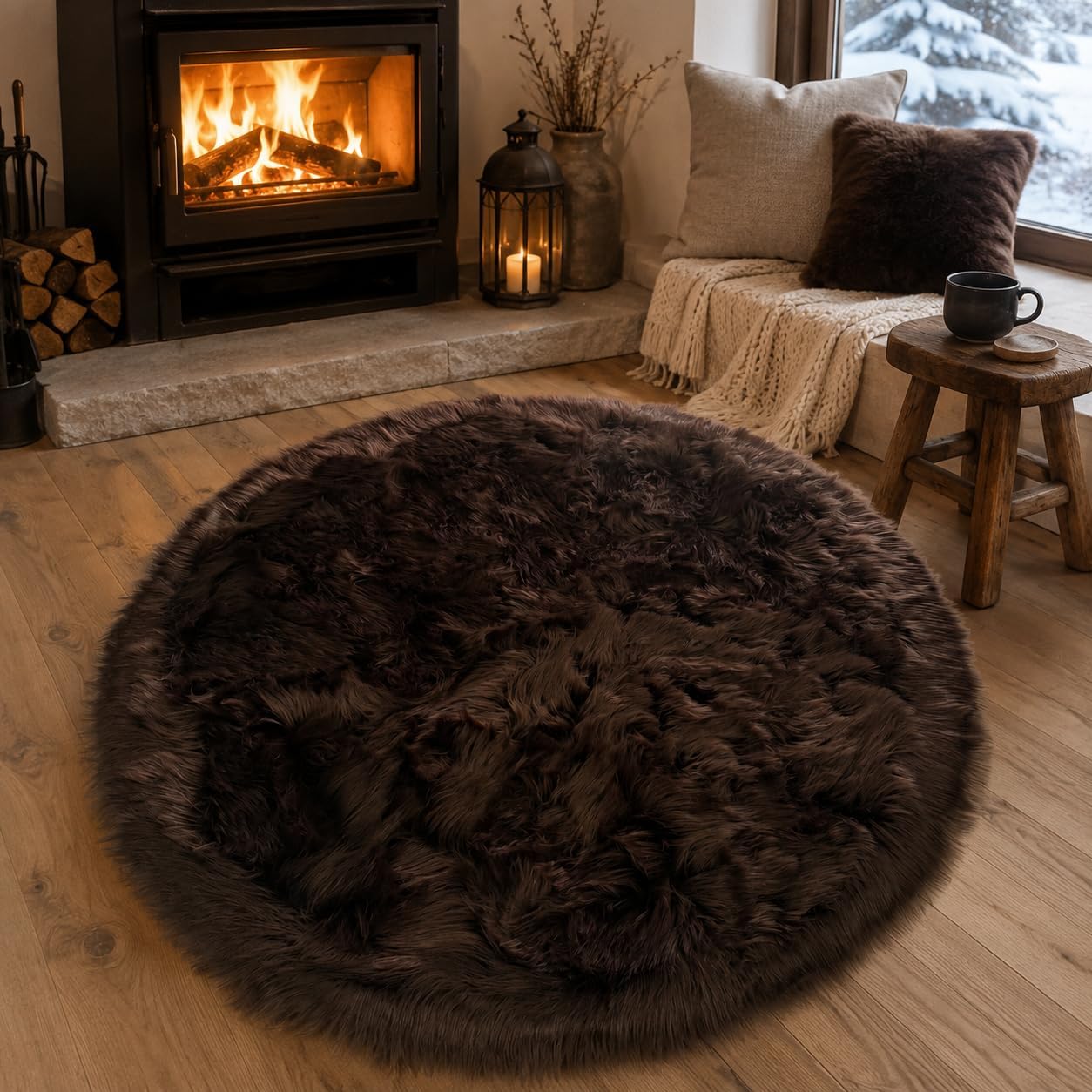 EasyJoy Ultra Soft Fluffy Shaggy Area Rug Faux Fur Rug Chair Cover Seat Pad Fuzzy Area Rug for Bedroom Floor Sofa Living Room (2 x 6 ft Sheepskin