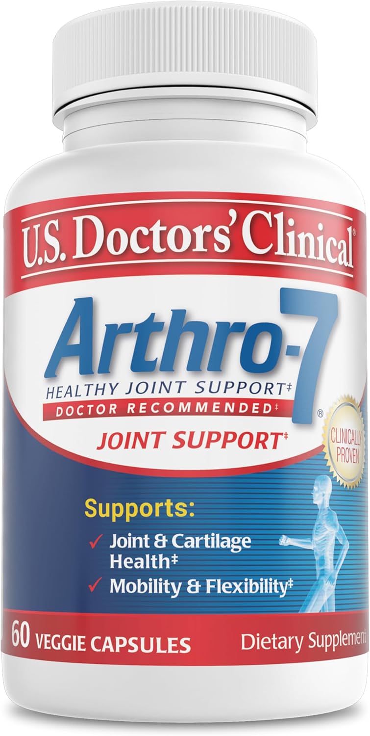 U.S. Doctors' Clinical Arthro-7 Joint Support Supplement - 60 Capsules | Clinically proven AR7 blend with turmeric, collagen, MSM & bromelain for healthy joints and mobility.* 60 capsules.