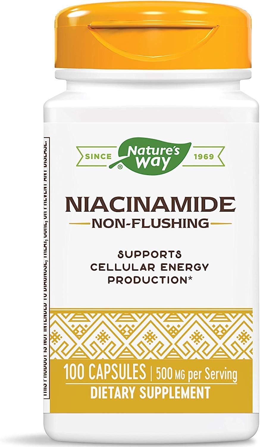 Nature's Way Niacinamide - Niacinamide Capsules with Non-Flushing Vitamin B3 - Supports Cellular Energy* - 500mg per Serving - Gluten-Free & Vegan - 100 Count (100 Servings)