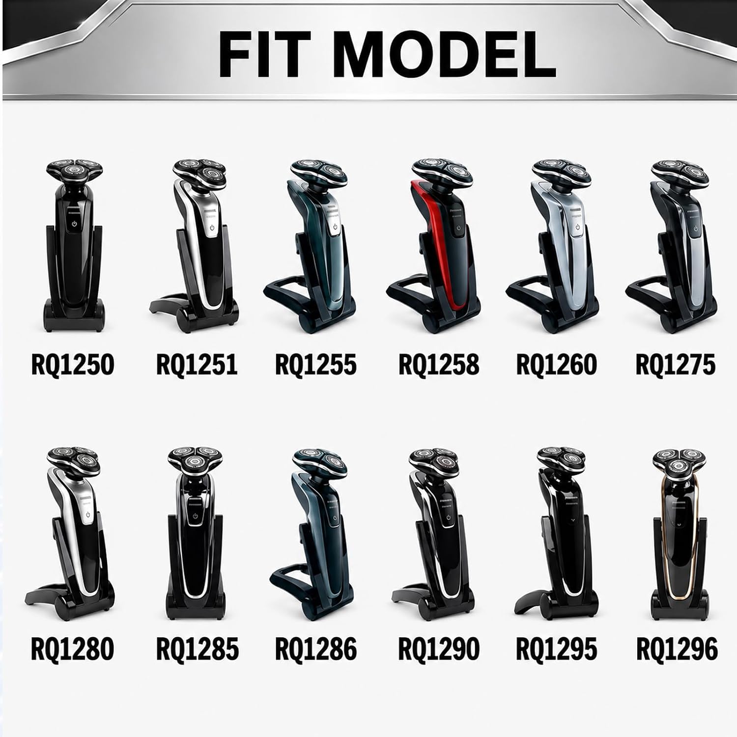 RQ12 Replacement Shaver Head Compatible with Philipss Norelcos RQ11 RQ10 Sensotouch 3D 1260X RQ1250 RQ1295 RQ1180 Arcitec Razor Shaving Unit Triple 3D