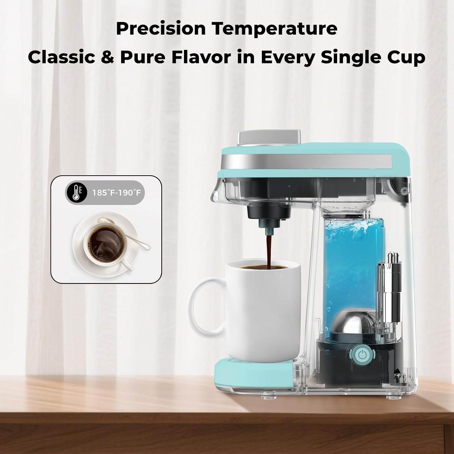 CHULUX Mini Single Serve Coffee Maker for K Pod, Brew Up to 12oz Cup, Black | Fast-Heating Boiler System, Single Cup Brewing, Portable Compact Design, Four-Hole Multi-Stream Needle, Adjustable Drip Tray