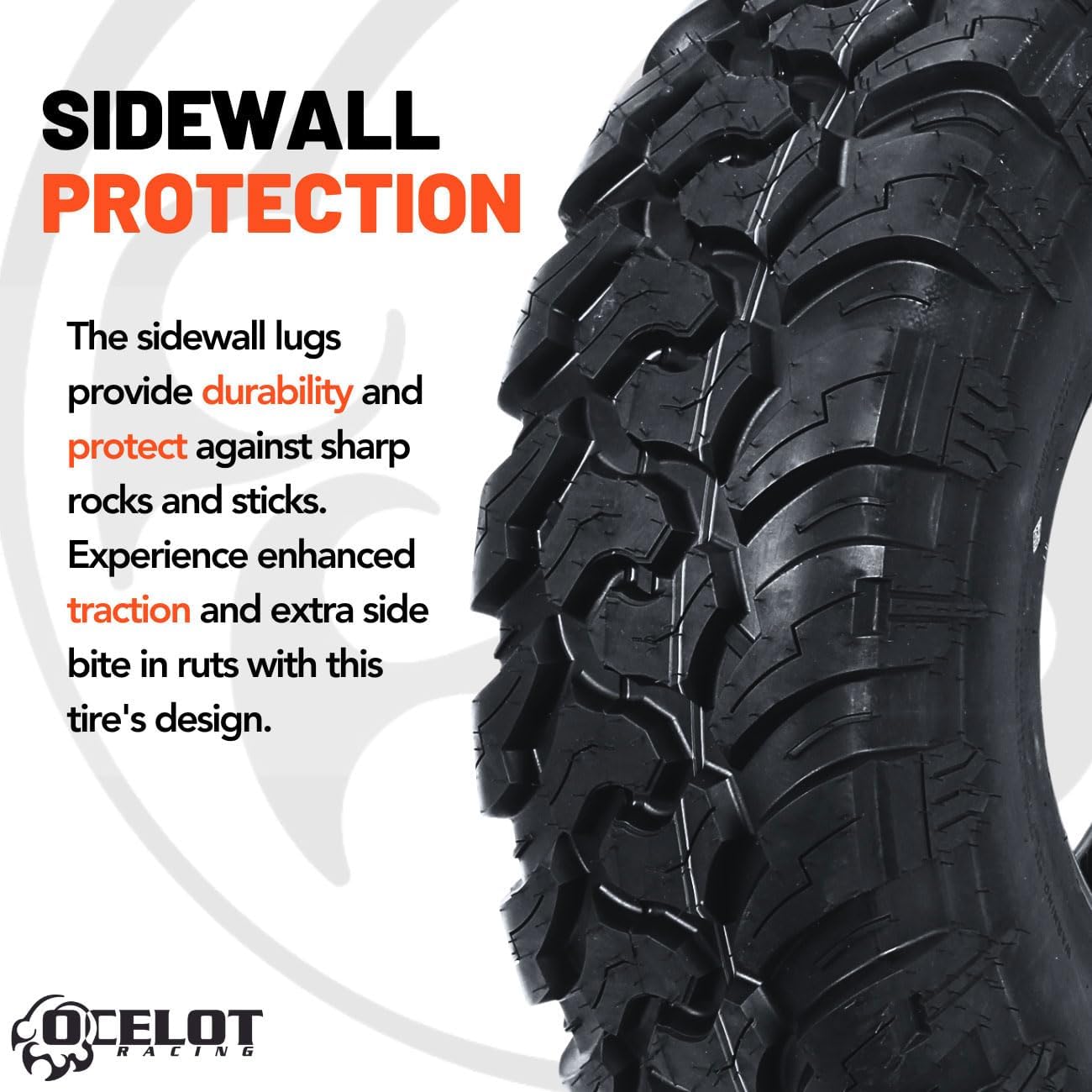 Ocelot WR2016 30x9.5x14 UTV Tires All Terrain, Durable 8-Ply Radial Construction and Non-Directional Tread