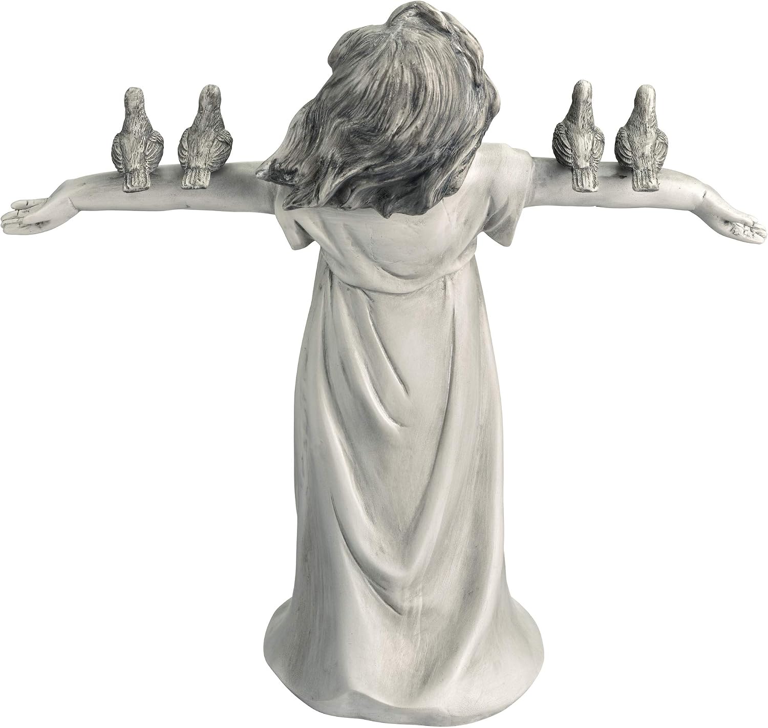 Design Toscano Basking in Glory Little Girl with Birds Outdoor Garden Statue, Medium, 16 inches tall, Cast Stone Resin, Two Tone Stone Finish