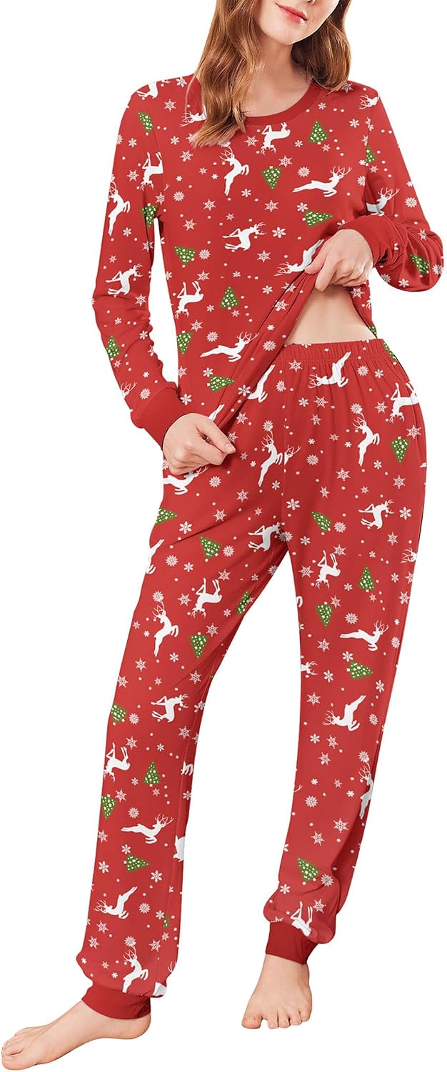 Ekouaer Womens Pajamas Sets Long Sleeve Tops with Jogger Pants