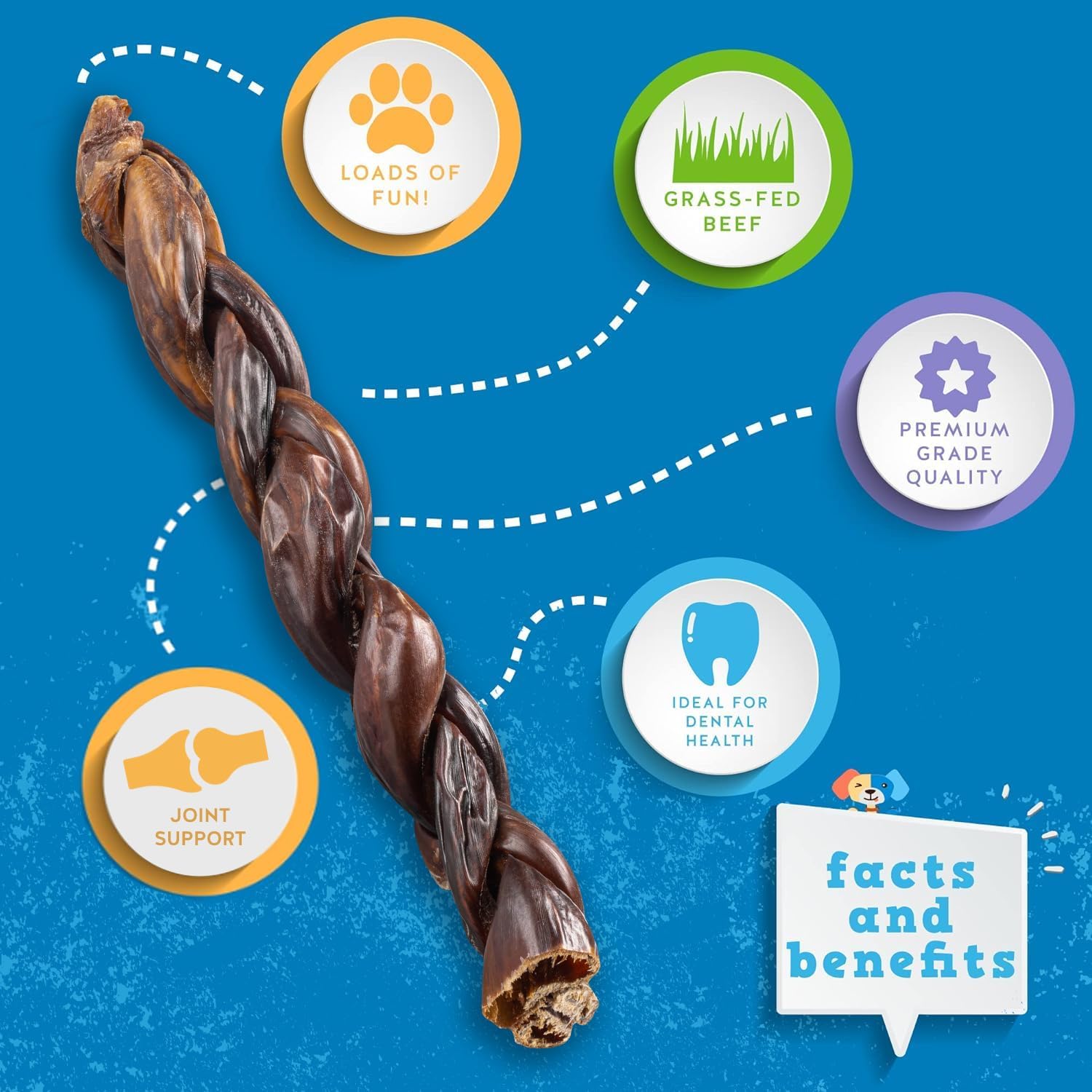 Jack&Pup Gullet Sticks for Dogs, 6" Esophagus Dog Treats (40 Pack)
