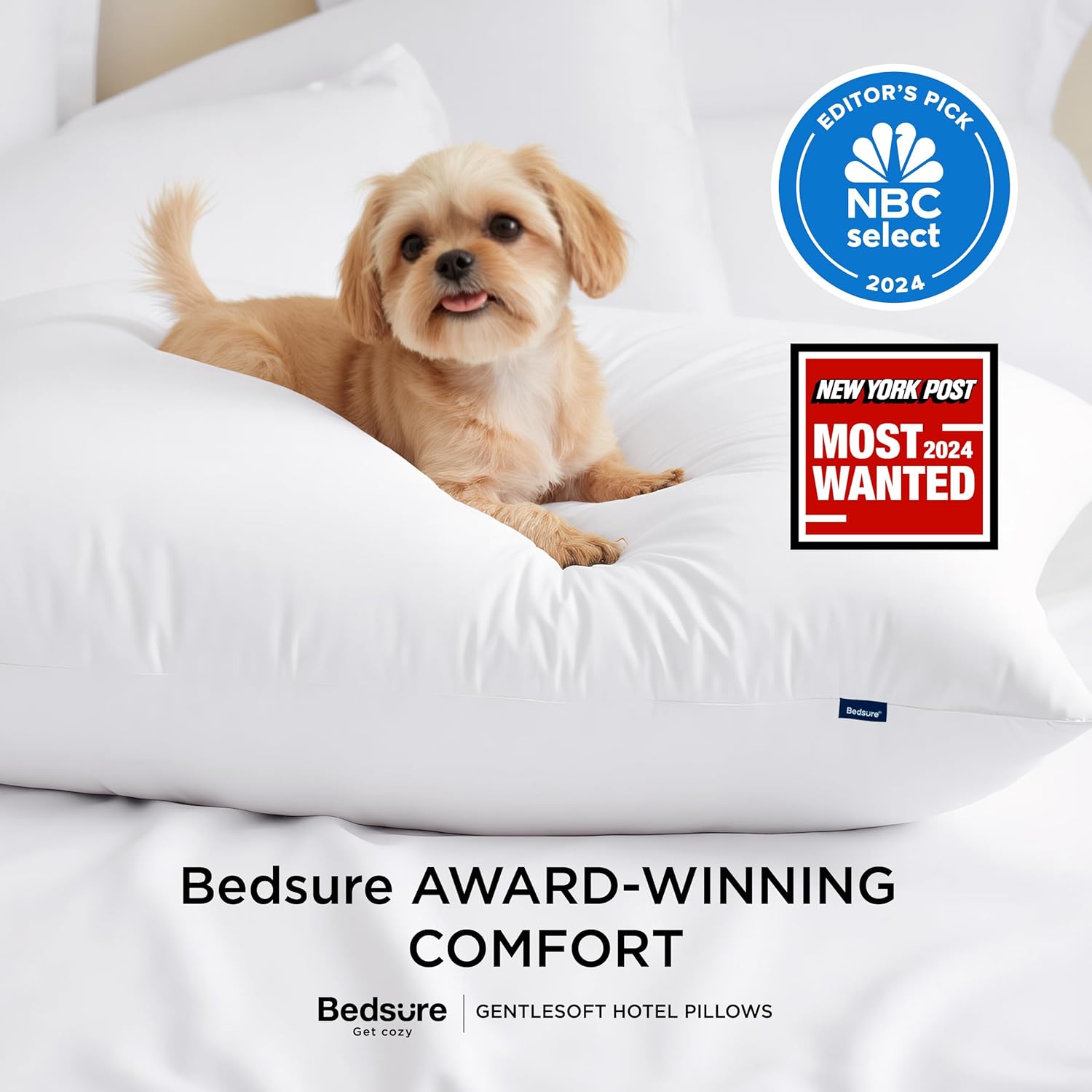 Bedsure Pillows Queen Size Set of 2 - Hotel Collection Bed Pillows for Sleeping, with Down Alternative Filling, Soft Support for Back